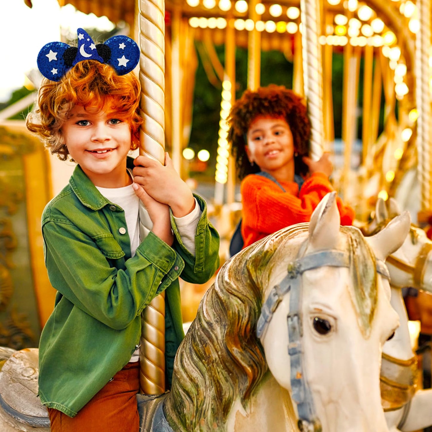 MADO Mouse Ear Headband for Women adults kids, Blue Mic - One Size, Hair Accessory, Party Accessory, Headband with Mouse Ears, Unisex, Perfect for Halloween, Carnival, Christmas, Birthday