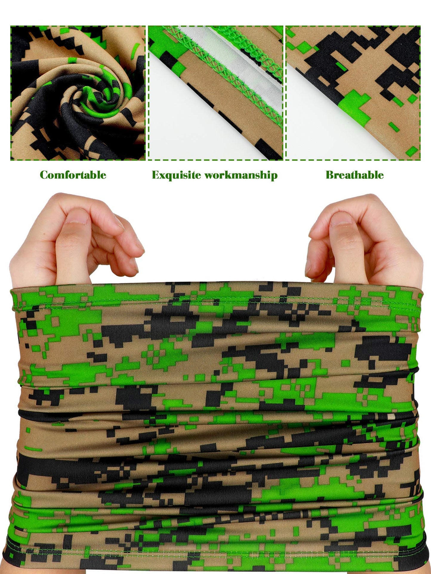 SATINIOR 8 Pcs Winter Bandanas for Men for Cold Warmer Neck Gaiter Scarf Balaclava Windproof Breathable Face Cover Scarf (Camo Style,Camouflage Color)