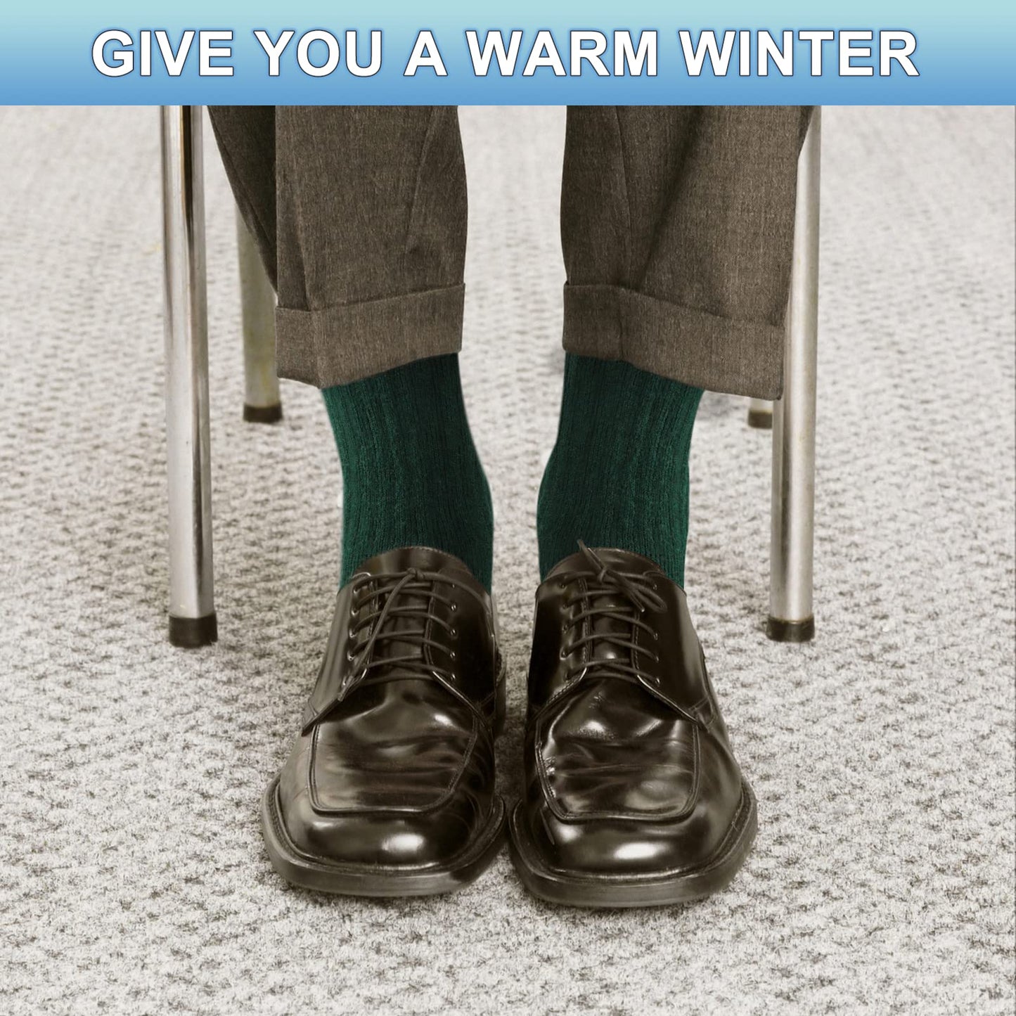 Thermal Socks for Men, 4 Pairs Thick Wool Warm Socks Men Winter Soft Walking Hiking Socks Mens Woolen Heavy Cosy Boot Socks for Cold Weather Crew Socks Size 6-12