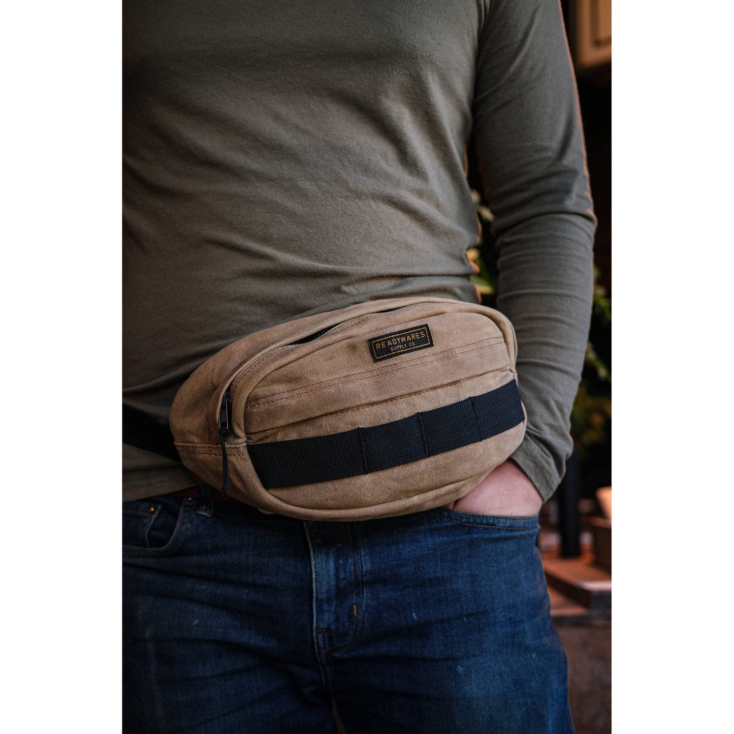 Readywares Waxed Canvas Sling or Waist Pack, Outdoor Sport Hiking Travel Belt Bag, Unisex Men and Women