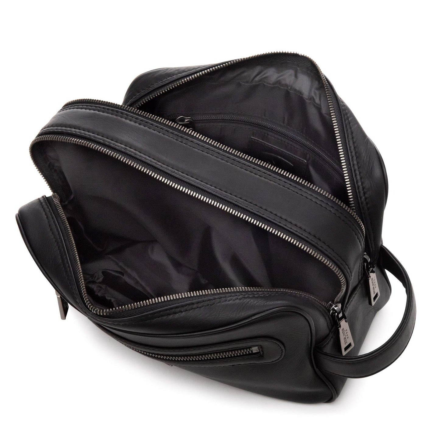 BERLINER BAGS Premium Leather Toiletry Bag Max 2, Large Cosmetics Case for Men and Women for Travel - Black