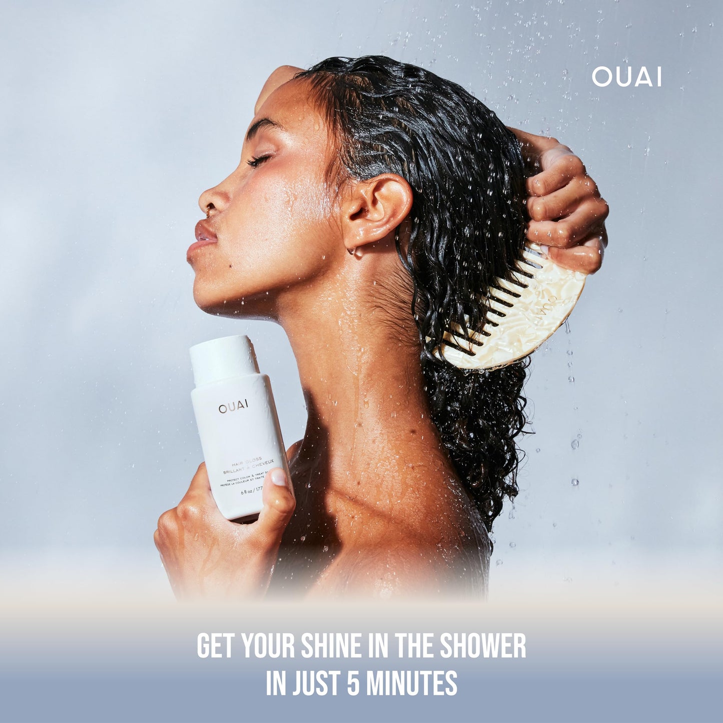 OUAI Hair Gloss - In-Shower Shiny Hair Treatment with Frizz Control - Heat Protectant Hair Glaze Infused with Hyaluronic Acid, Rice Water + Panthenol - Paraben, Phthalate & Sulfate Free (6 Oz)