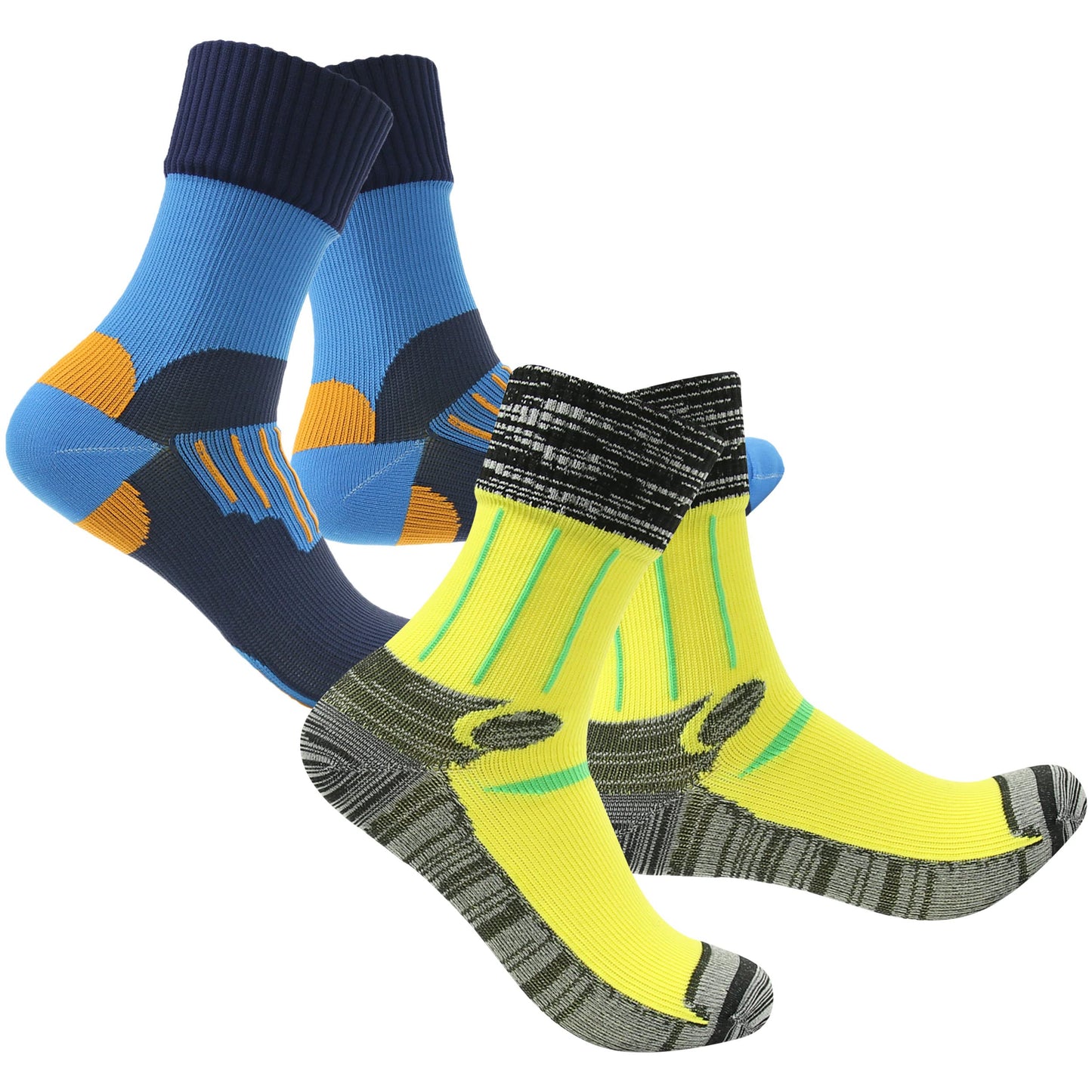 RANDY SUN Waterproof Athletic Socks, Men's Outdoor Sports Socks for Hiking Convenient and Easy to Wear 2 Pairs, Large