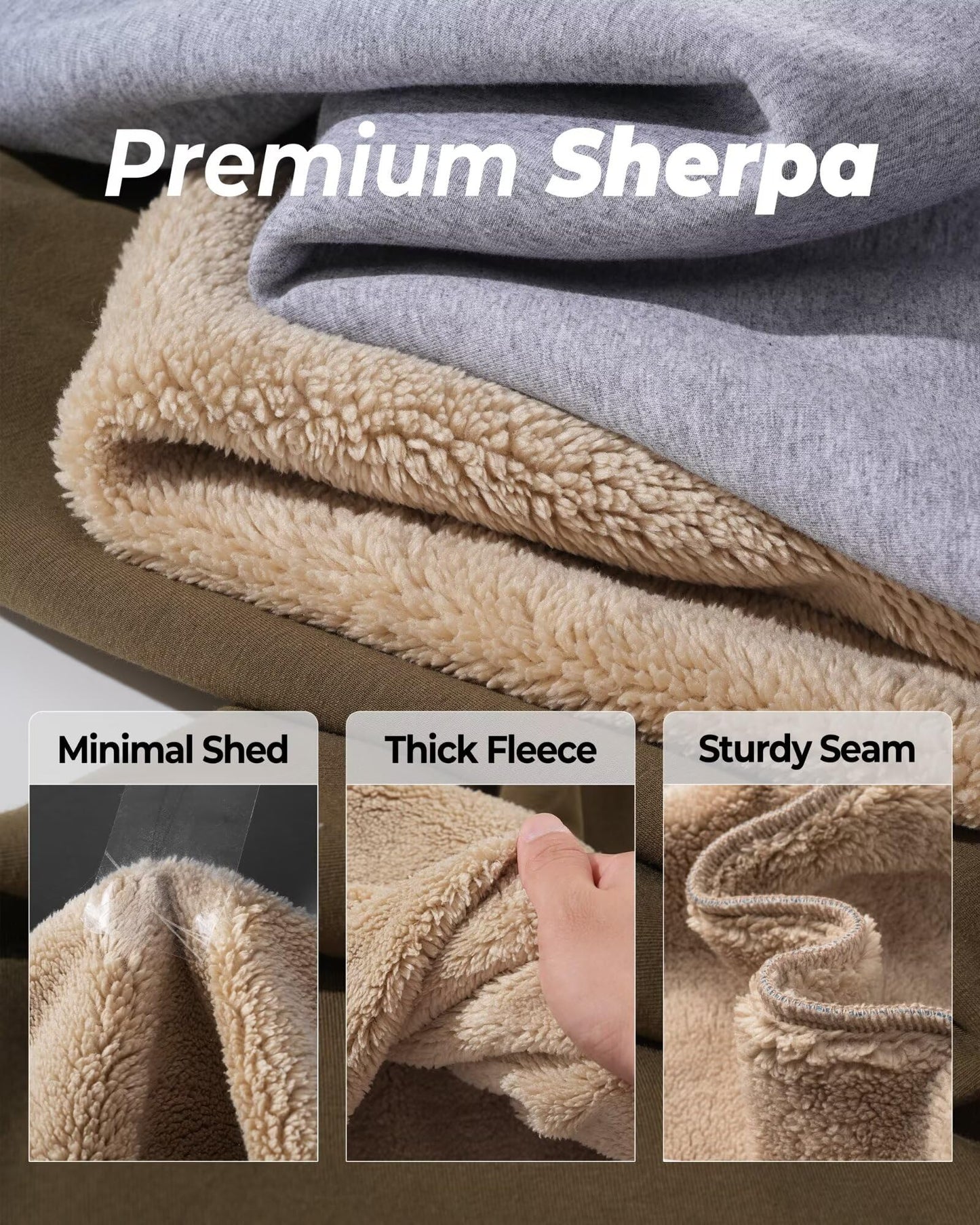 Boladeci Mens Pullover Sweaters Premium Fleece Lined Thermal Warm Long Sleeve Shirts Moisture Wicking Golf Fall Winter Spring Running Sweatshirts Blue Grey 2XL