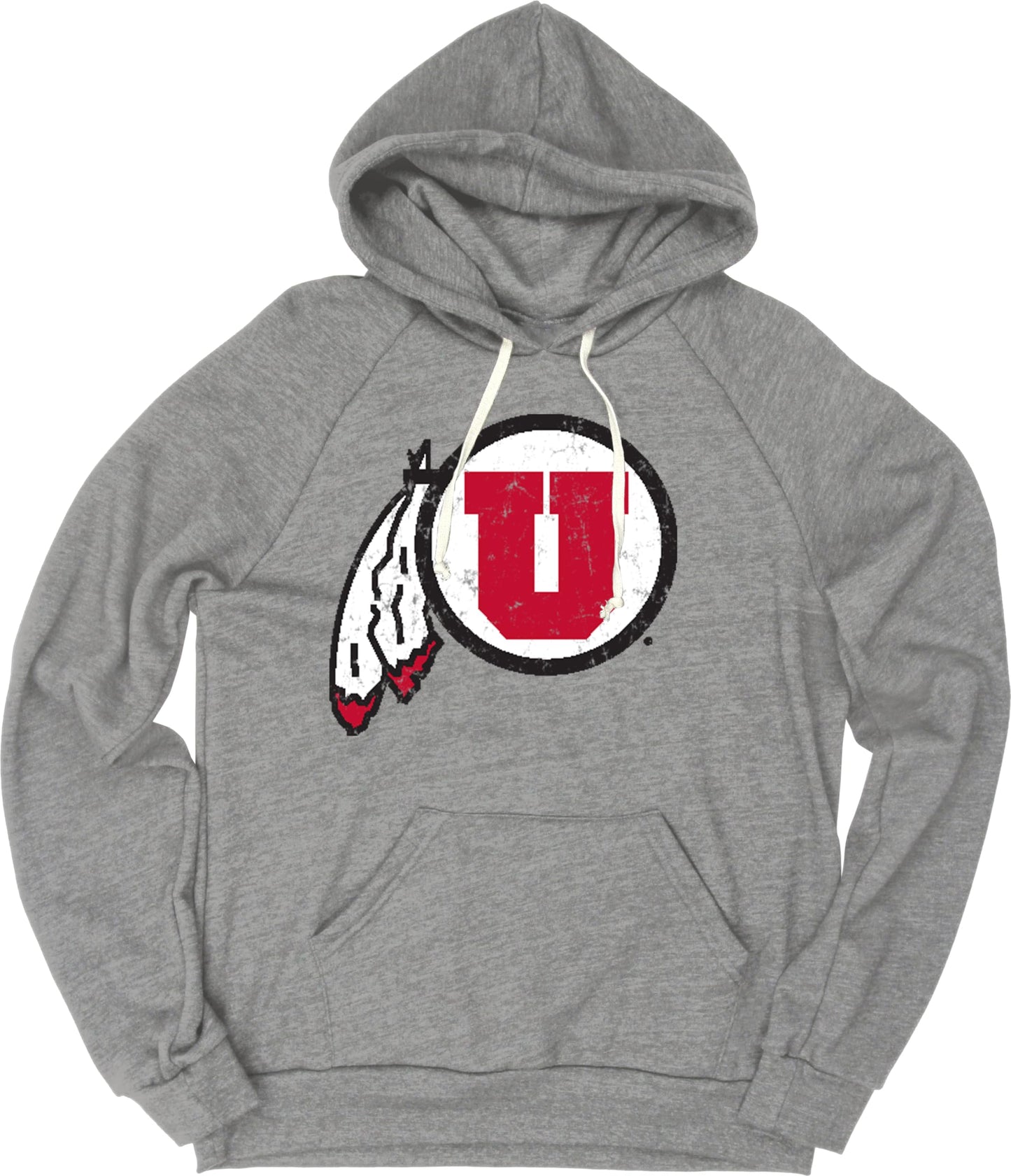 Blue 84 Men's Utah Utes Tri-Blend Hoodie Vintage Icon Heather Grey, Grey, XX-Large