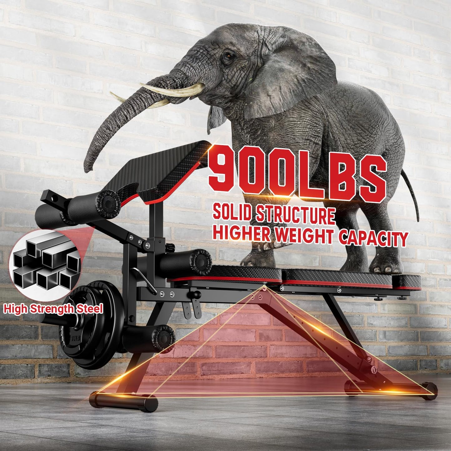 XDDIAS Weight Bench, 900LBS Workout Bench With Leg Extension For Home Gym Equipment, Adjustable Strength Training Bench with Preacher Curl Pad And Extended Headrest, Decline Bench For Full Body Fitness