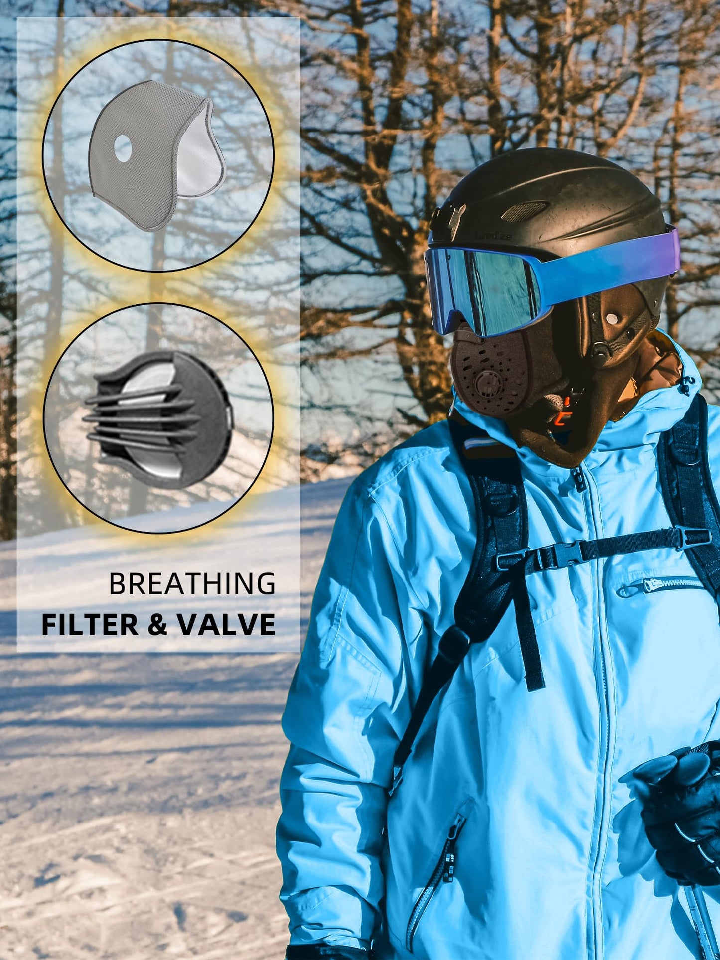 ROCKBROS Ski Mask Balaclava Winter Mask for Men Baclava Cold Weather Thermal Black