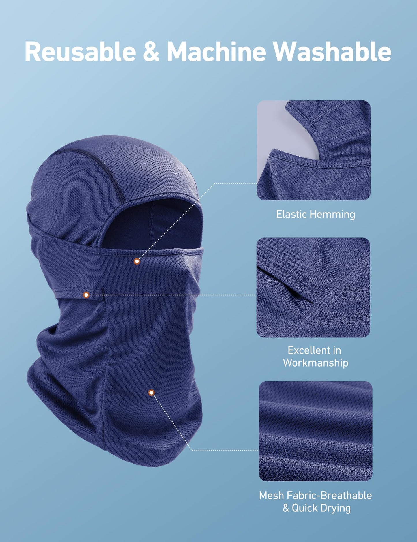 AstroAI Ski Mask Balaclava Face Mask-UV Protection Dustproof Windproof Face Cover for Men Skiing, Snowboarding, Blue