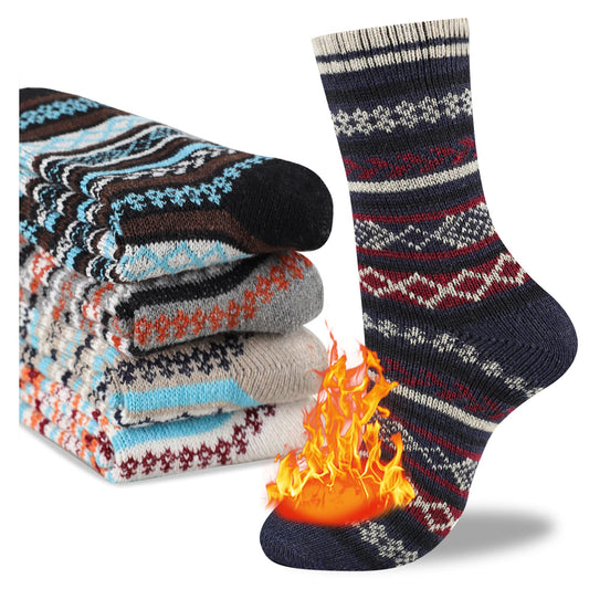 Heatuff Mens Thick Wool Socks Thermal Warm Winter Crew Socks 5 Pairs Multicolors