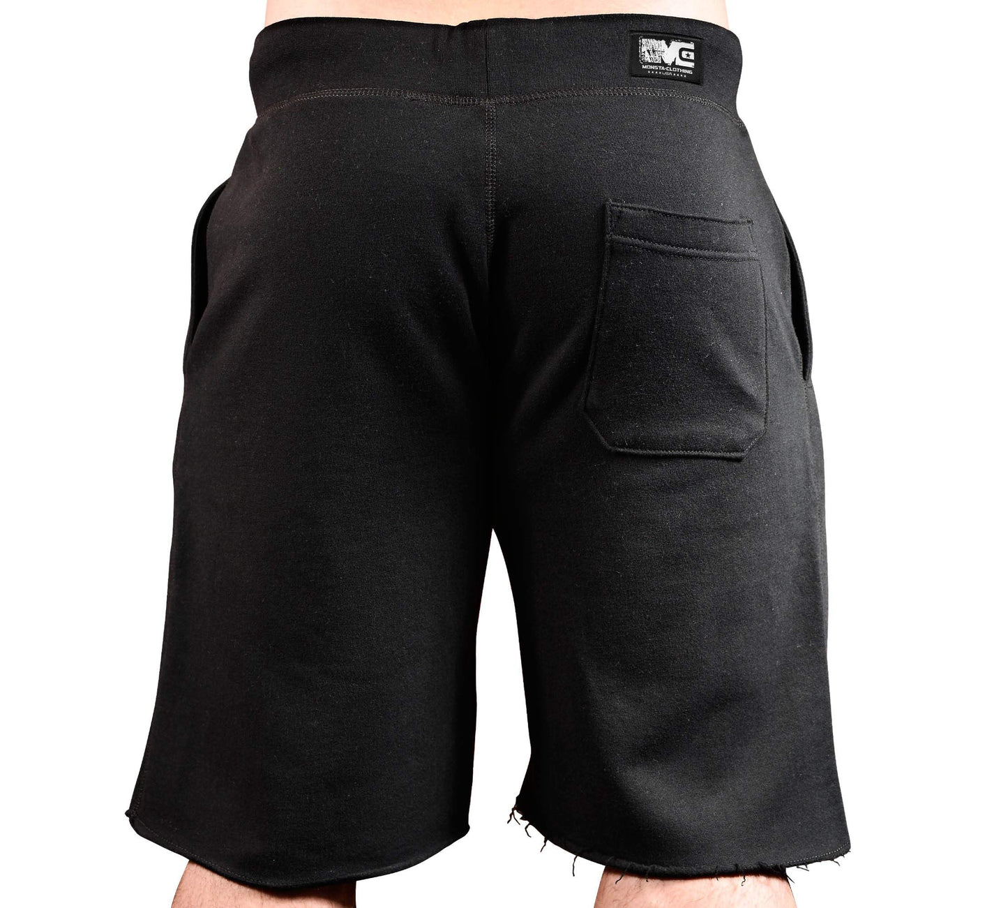 Monsta Clothing Co. Mens Workout (MuscleSymbol) Gym Sweat Shorts (G:BK-A:darkGY)