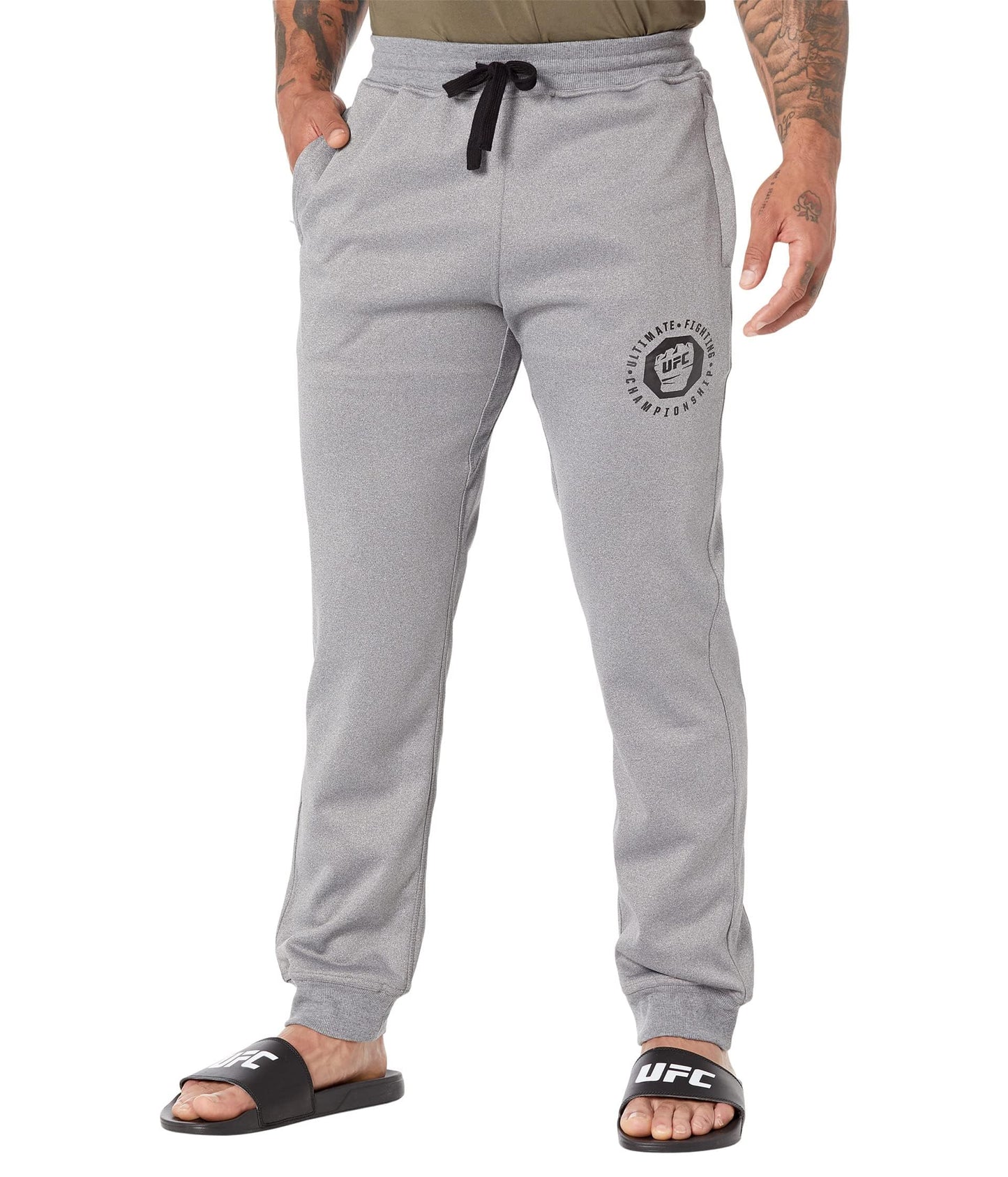 UFC® Basic Tech-Joggers for Men – Ideal for Gym, Walk, Leisure – 100% Polyester – Stretchable Waistline Sport Grey Heather XL One Size