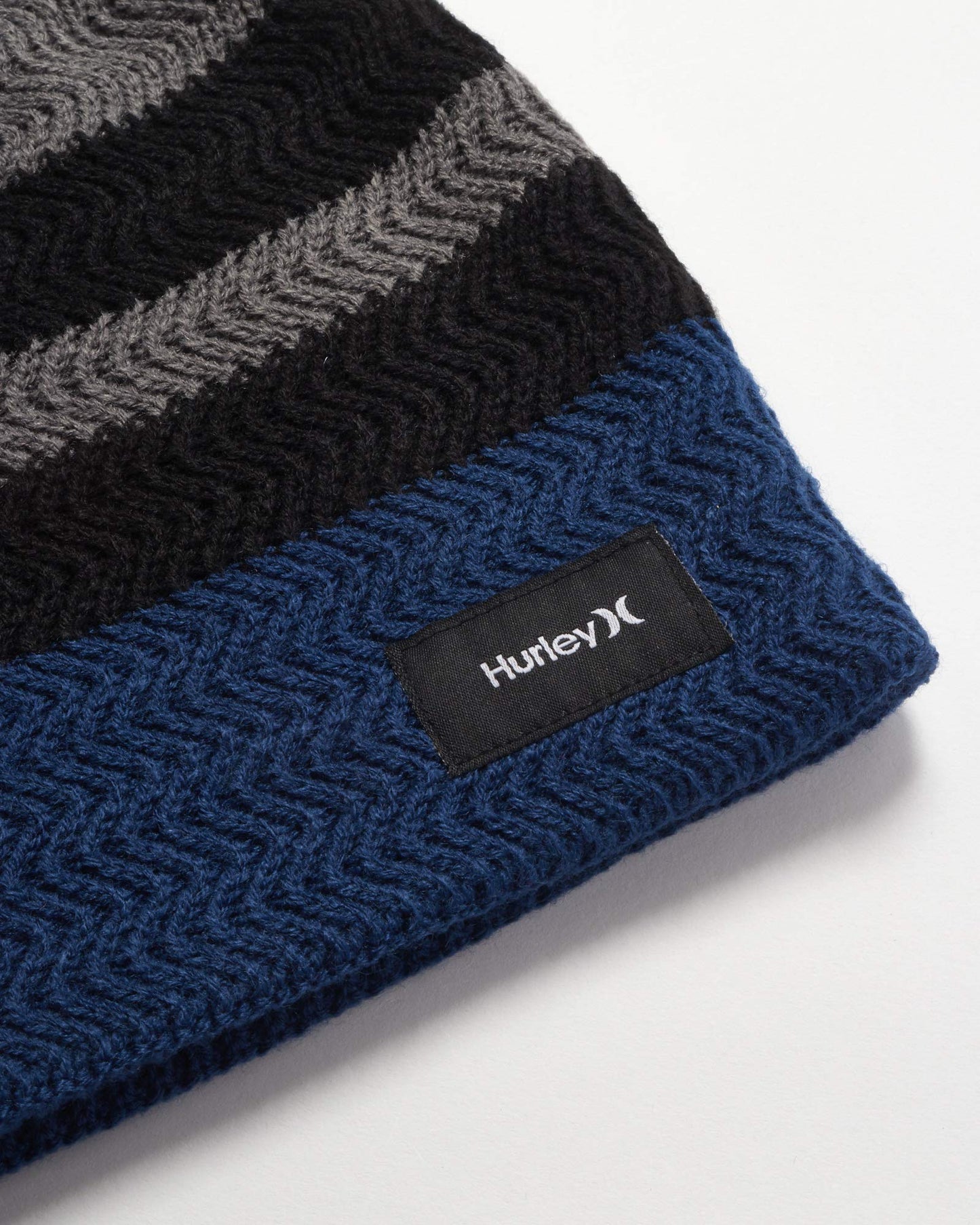 Hurley Men's Winter Hat - Block Party Beanie, Grey/Navy