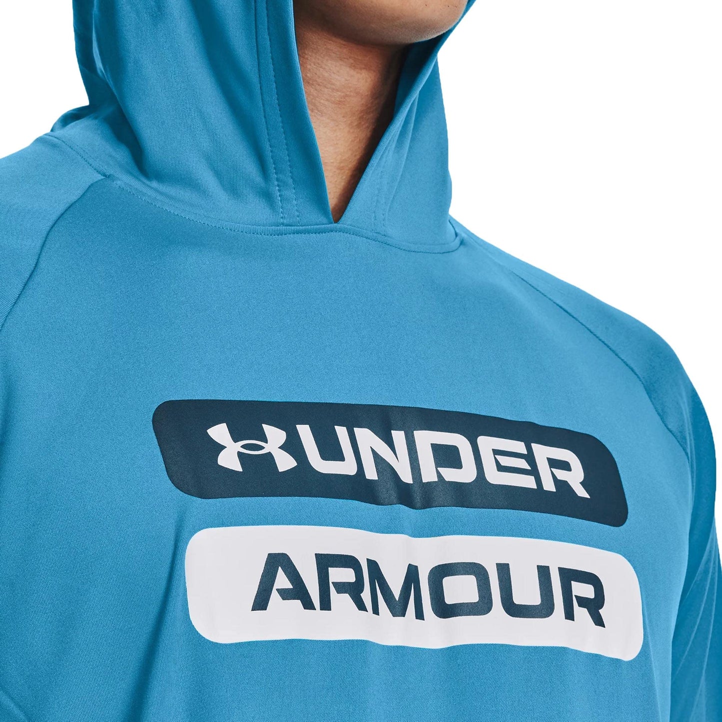 Under Armour Men's Velocity Wordmark Long Sleeve Hoodie (as1, alpha, x_l, regular, regular, Radar Blue/Blue Note 422)