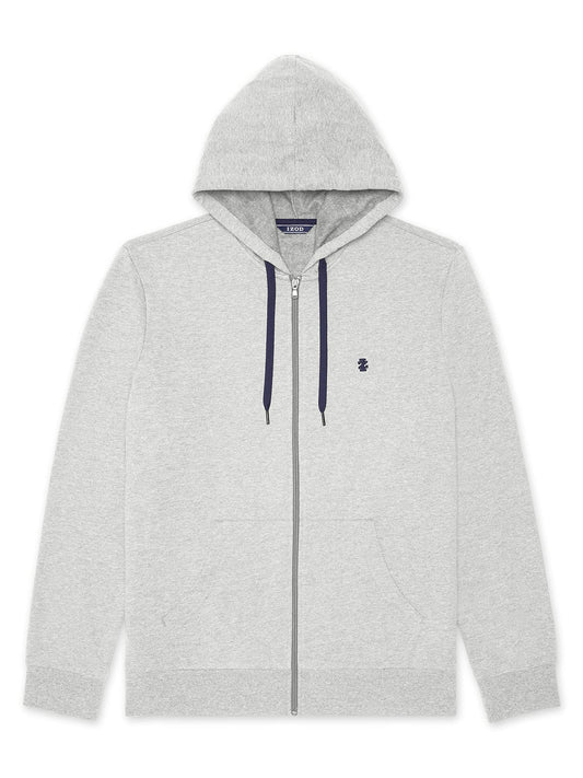 IZOD Men's Nauset Full Zip Hoodie Sweatshirt, Light Grey Heather, Medium