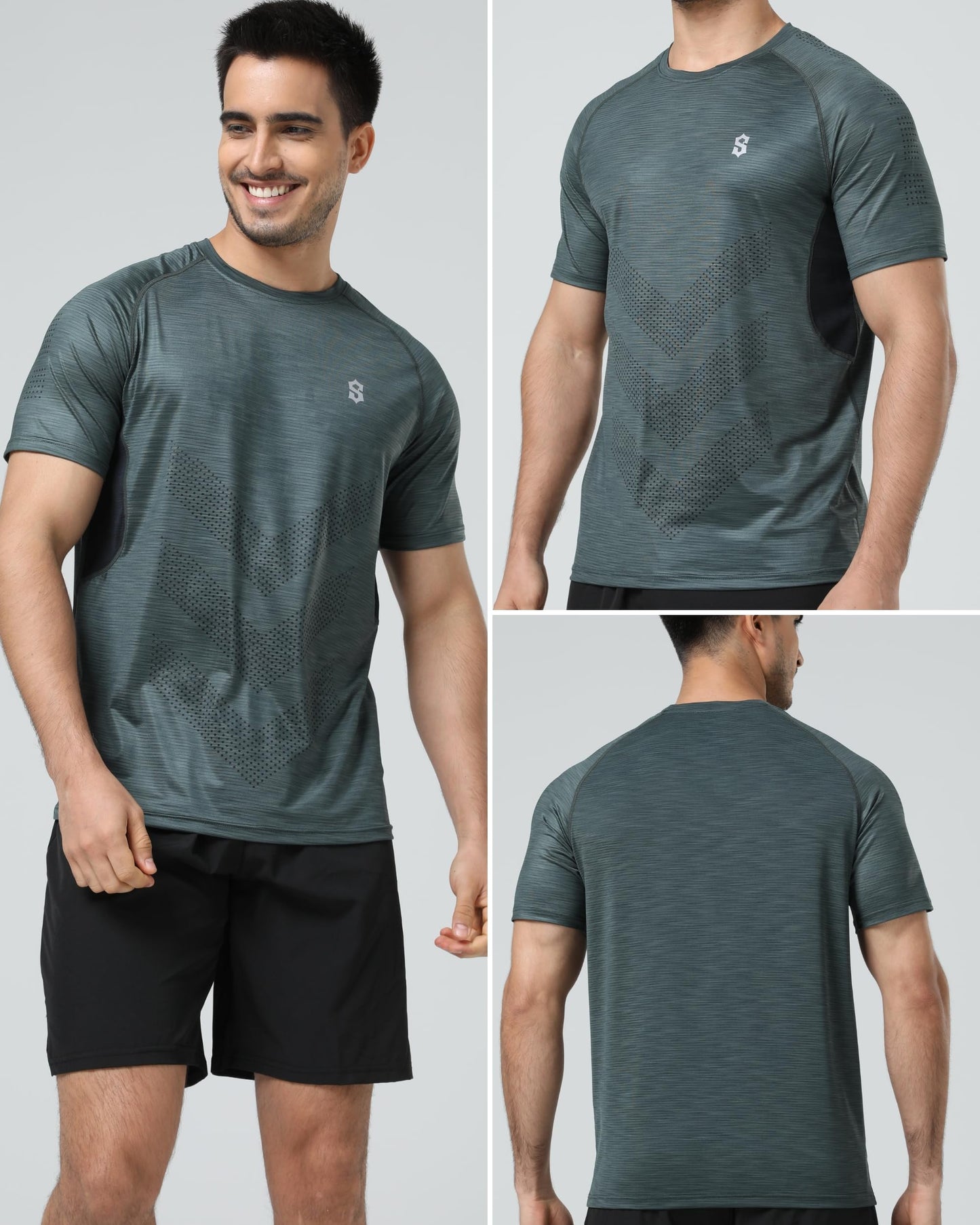 SUNTASY Men's Athletic Shirts with Design Performance Dry Fit Running Sports Gym Mens Workout Shirts