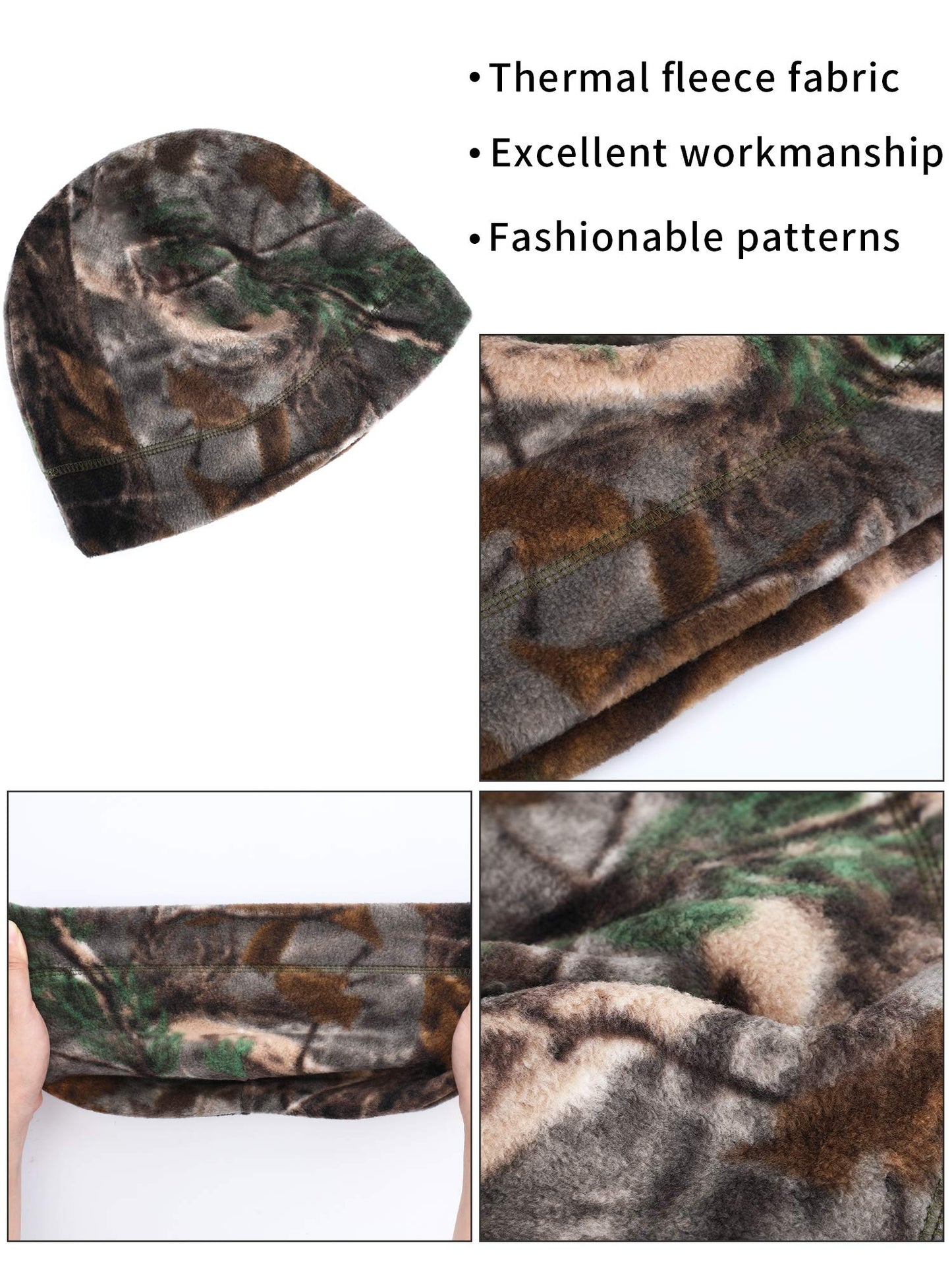 6 Pieces Winter Skull Caps Men Warm Polar Fleece Beanie Hat Windproof Unisex Watch Cap (Classic Color)