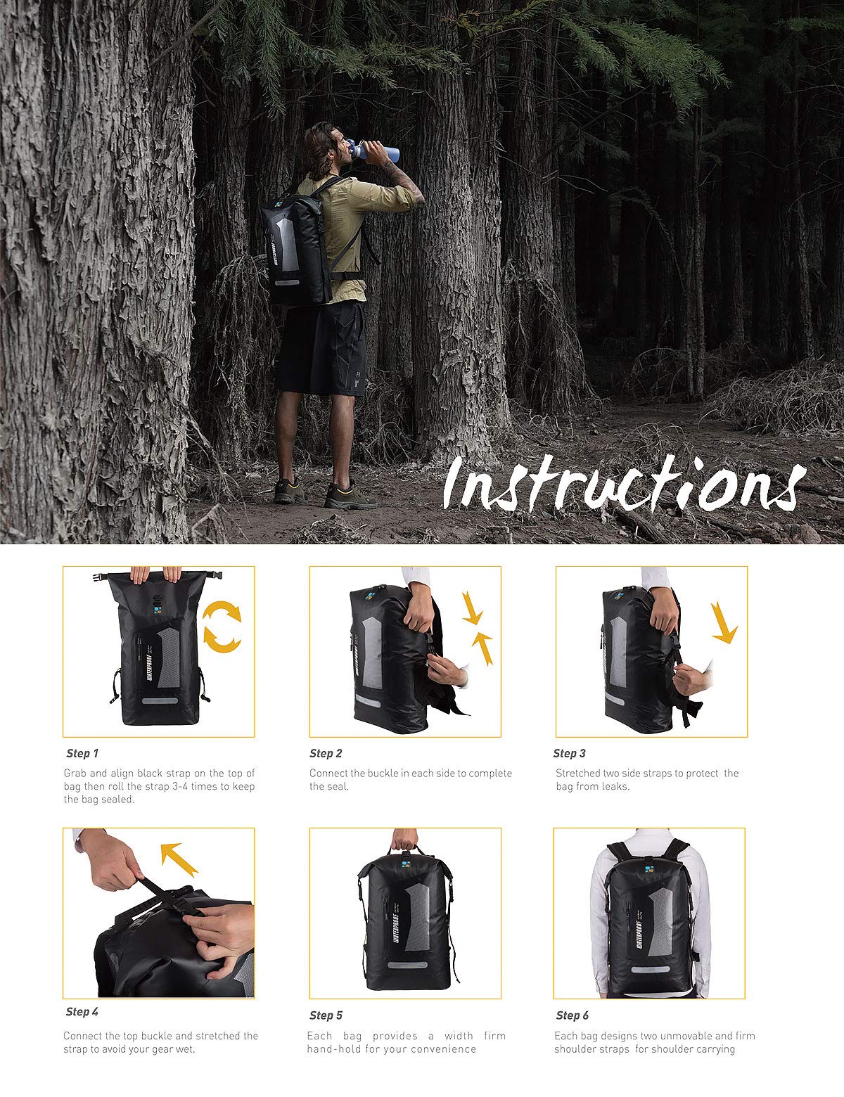 IDRYBAG Waterproof Backpack Dry Bag 20L/30L/40L, Floating Dry Backpack Waterproof for Men, Dry Sack Waterproof Bag for Kayak