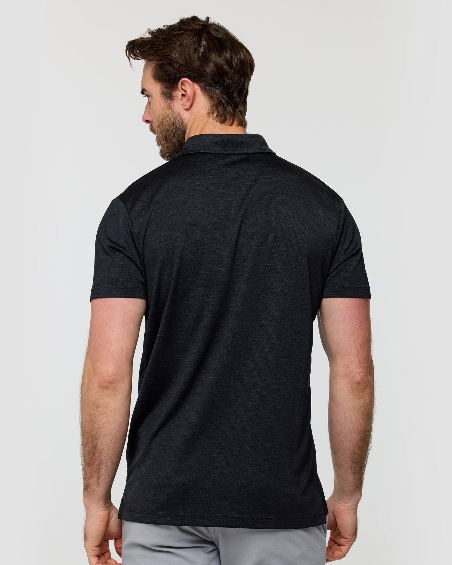 INTO THE AM Performance Dri Fit Polo Shirts for Men - Quick Dry Moisture Wicking Logo Collar Shirts Multipack (Black/Charcoal, XX-Large)