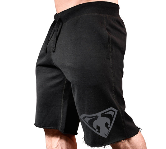 Monsta Clothing Co. Mens Workout (MuscleSymbol) Gym Sweat Shorts (G:BK-A:darkGY)