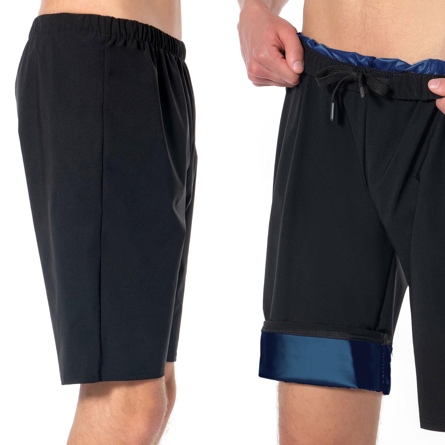 Sauna Shorts for Men Sweat Pants with Drawstring, Heat Trapping Sweat Shorts Sauna Suit for Men Workout Gym Exercise