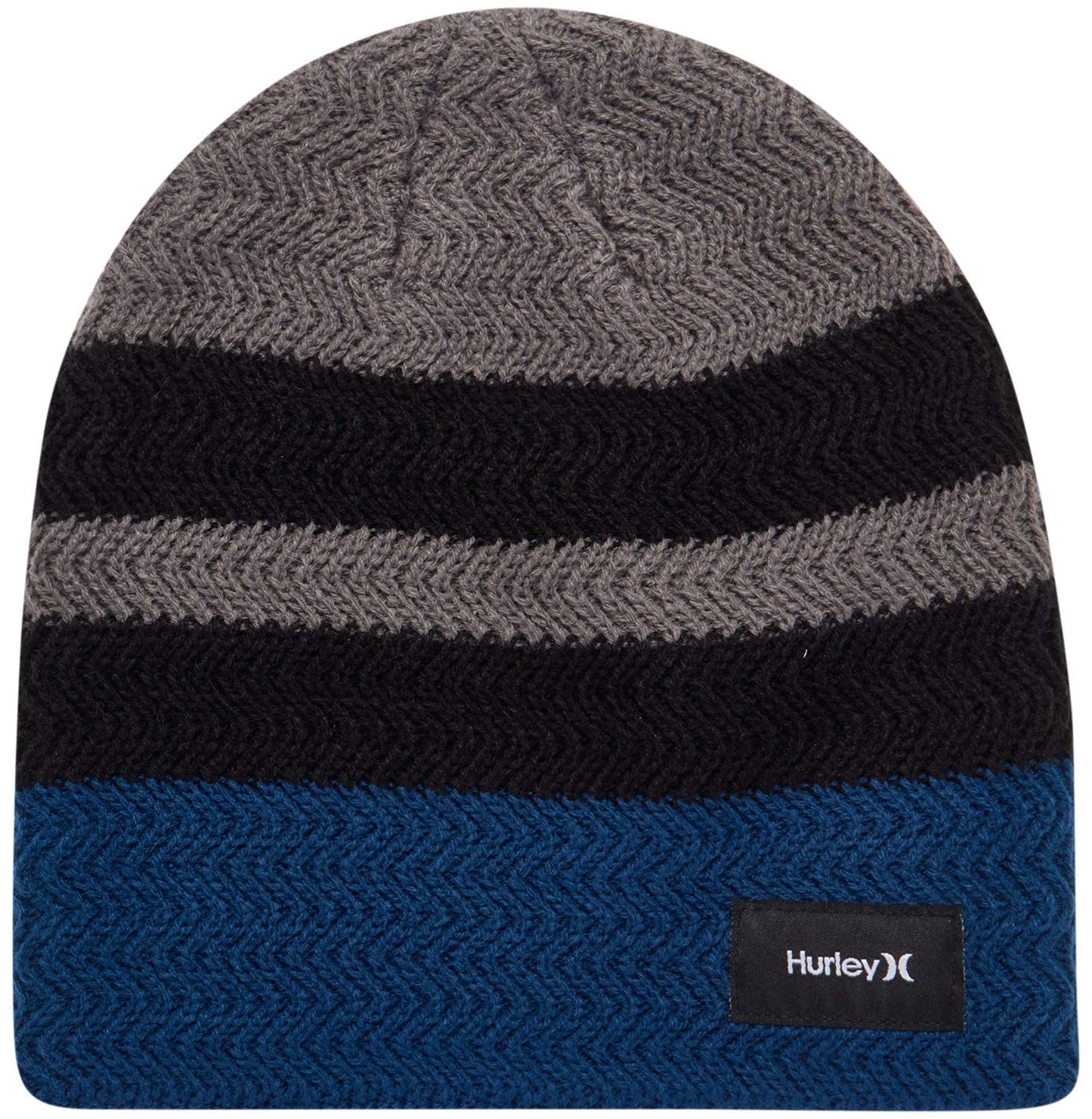 Hurley Men's Winter Hat - Block Party Beanie, Grey/Navy