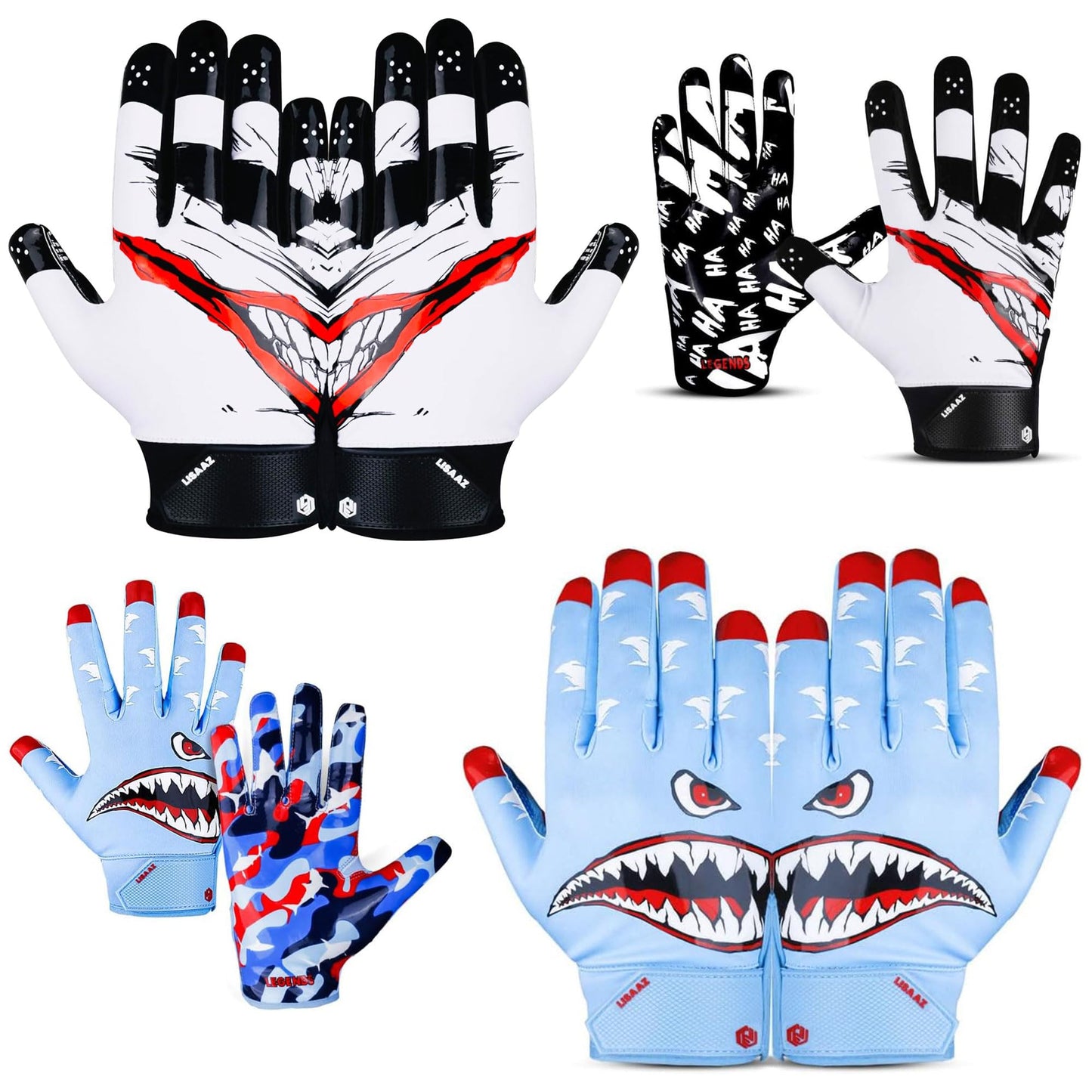 LISAAZ Ball Feel Sensation Football Gloves - Tacky Grip for Youth and Adult, Top Notch Receiver Gloves for Men and Kids 8-12
