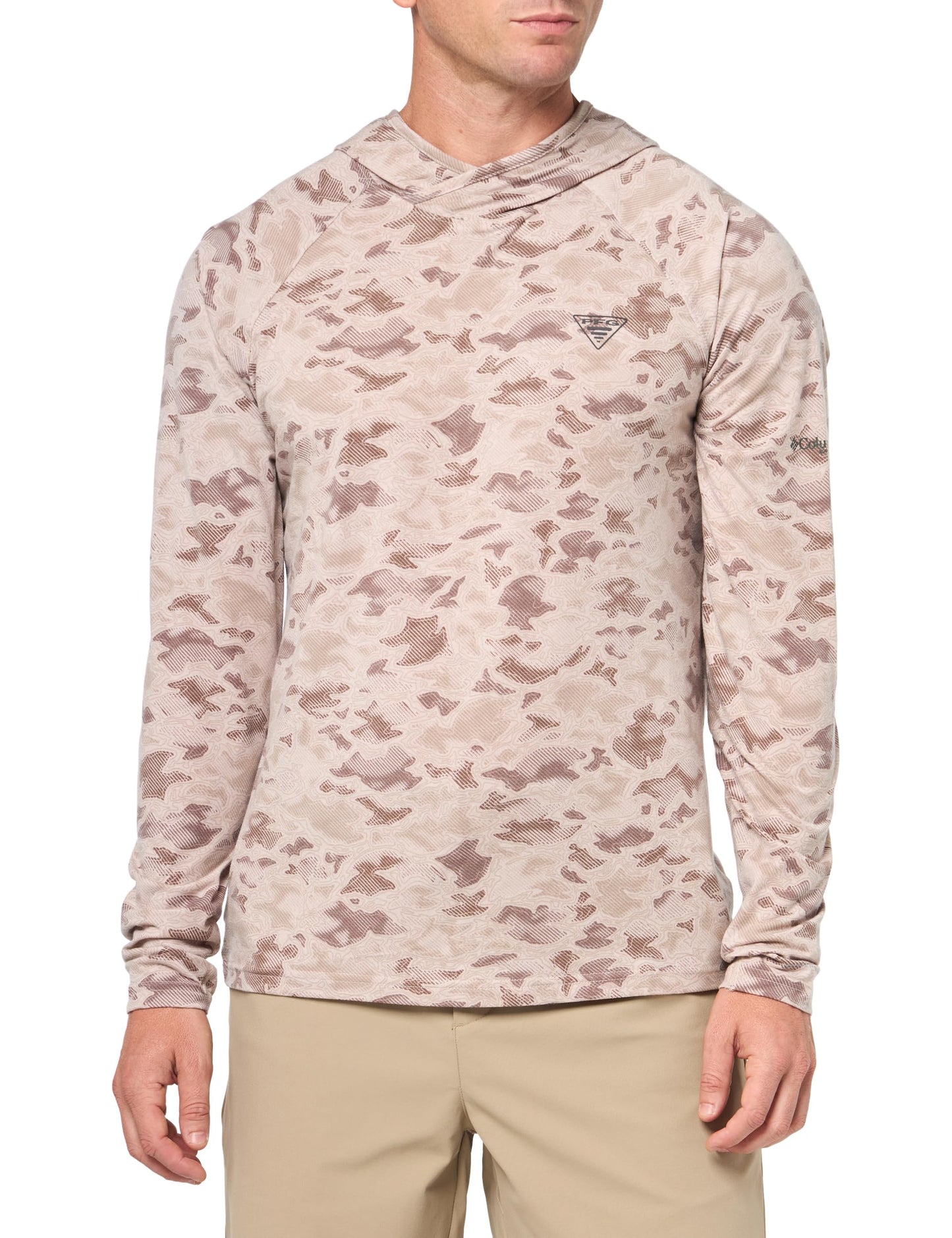 Columbia Men's PFG Uncharted Hoodie, Crushed Clay Uncharted Waters, Medium