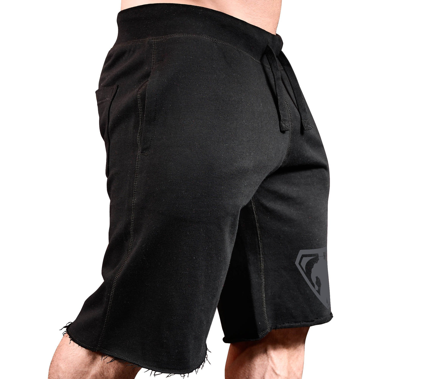 Monsta Clothing Co. Mens Workout (MuscleSymbol) Gym Sweat Shorts (G:BK-A:darkGY)