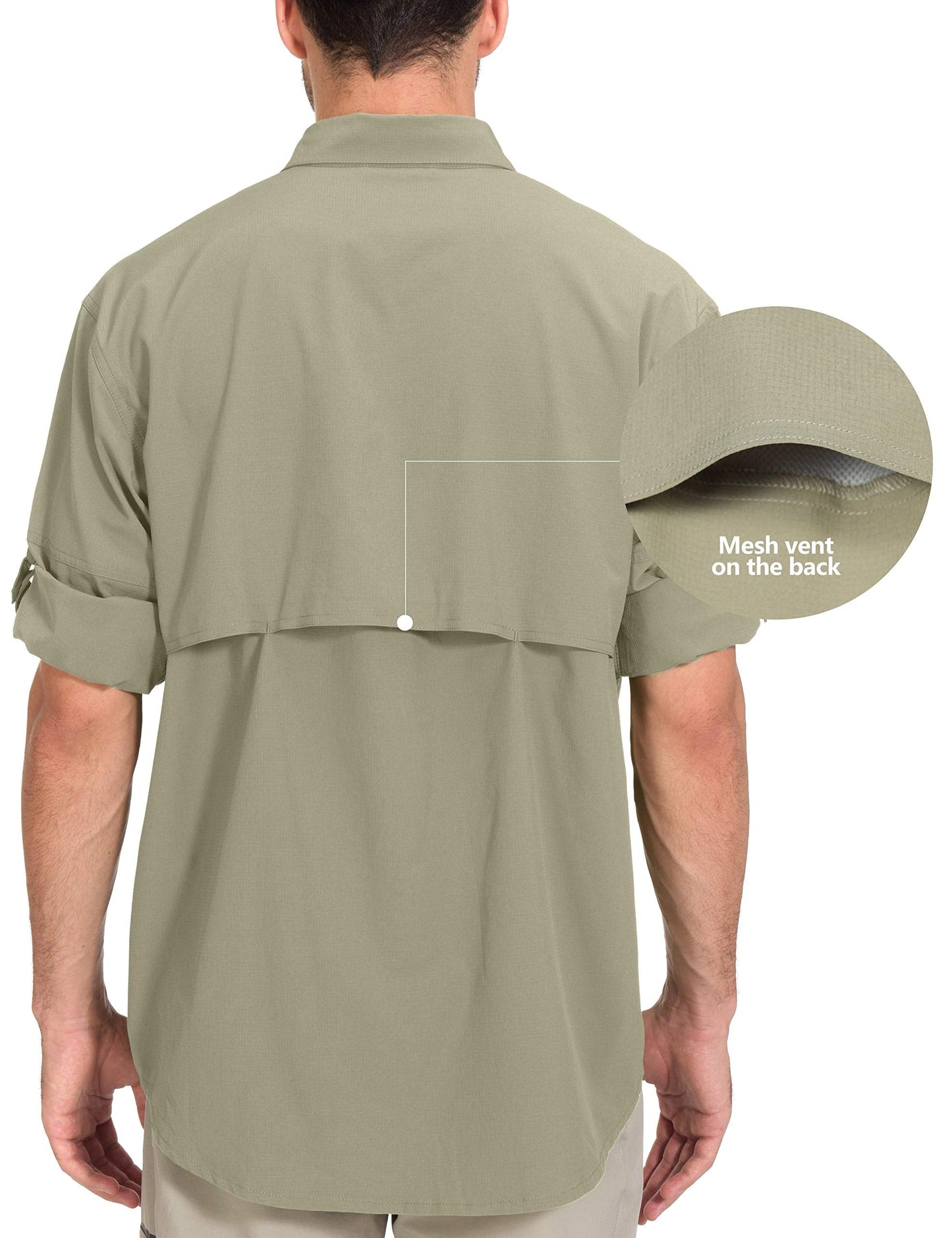 Little Donkey Andy Men's Quick-Dry Stretch Long Sleeve Shirt for Hiking, Travel Sage A1 Size M