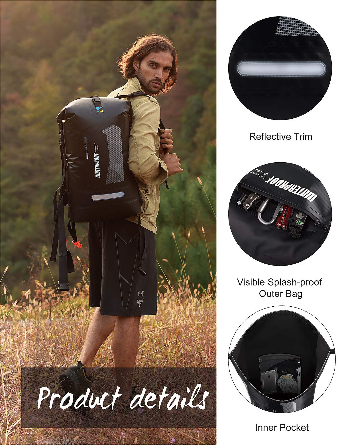 IDRYBAG Waterproof Backpack Dry Bag 20L/30L/40L, Floating Dry Backpack Waterproof for Men, Dry Sack Waterproof Bag for Kayak