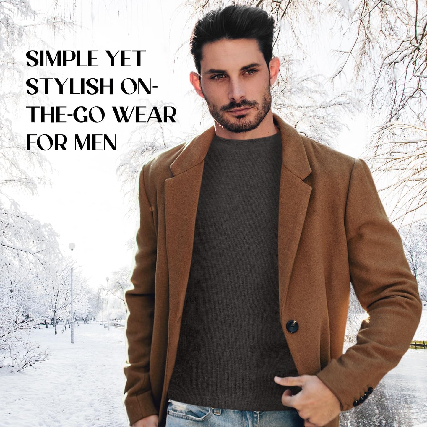 JMR Men's Thermal Shirt Heavy Weight Long Sleeve Waffle Crew Neck Top Underwear, Colors, Sizes (Charcoal, X-Large)