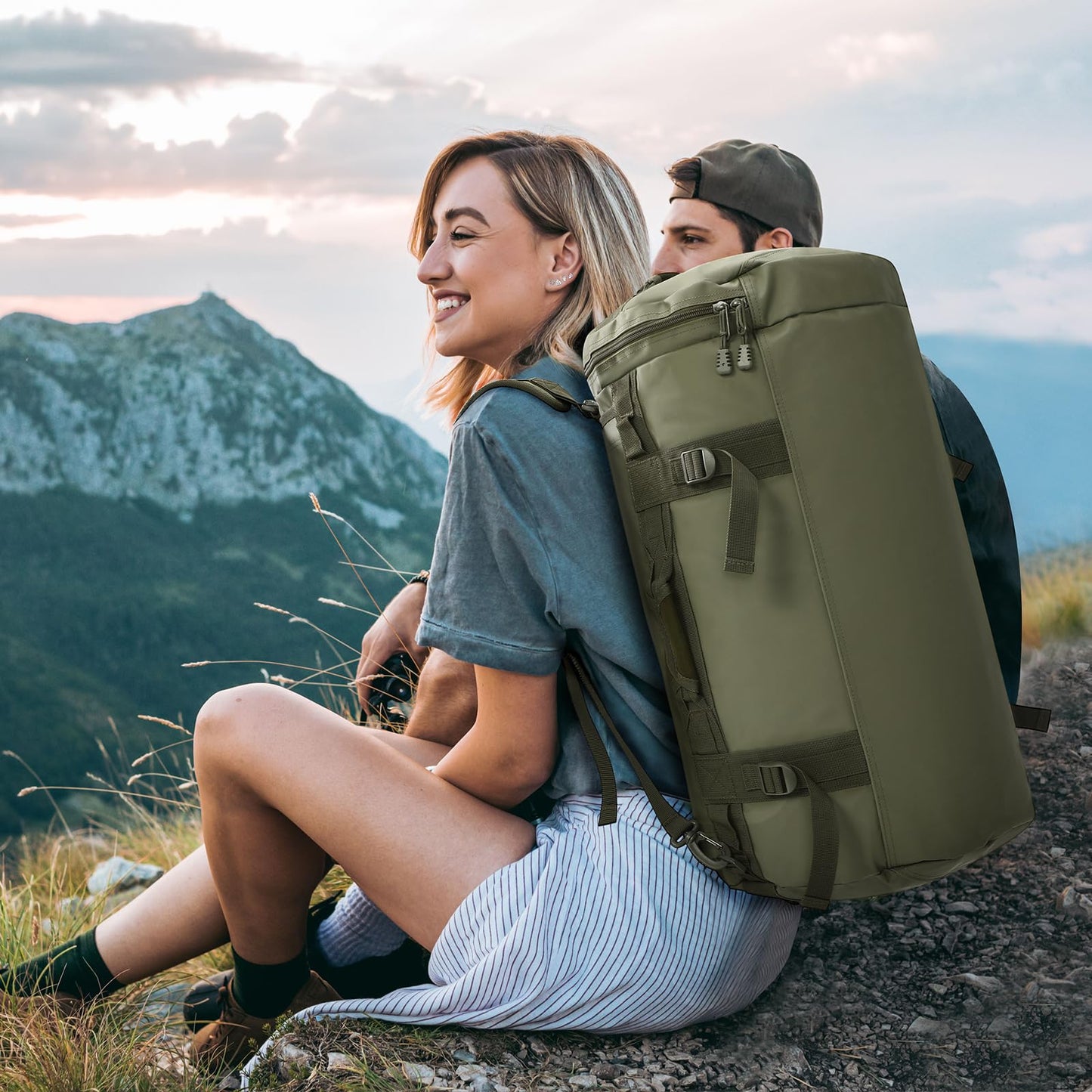 MIER Large Duffel Backpack Sports Gym Bag with Shoe Compartment, Heavy Duty and Water Resistant, Dark Green, 45L