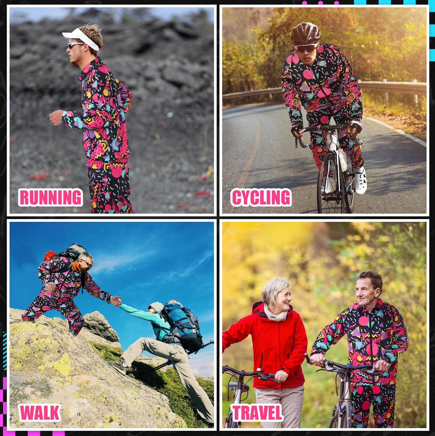 Mepase Retro 80s 90s Outfit for Men Side Taping Sportswear Urbanwear Streetwear Casual Long Sleeve 90s Tracksuit for Jogger (Modern,Large)