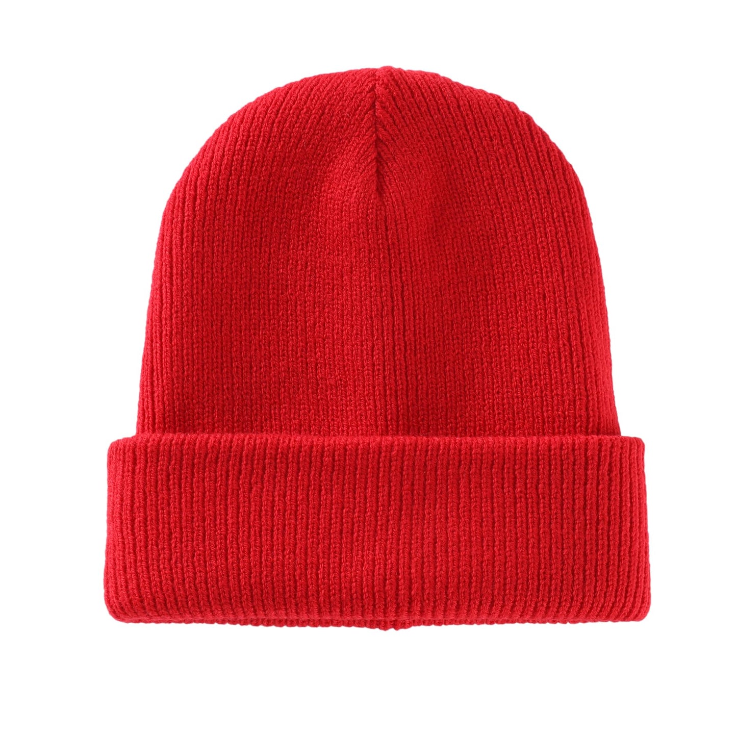 Home Prefer Mens Winter Hats Thick Knit Cuff Beanie Cap Warm Stocking Beanie Hat Classic Red