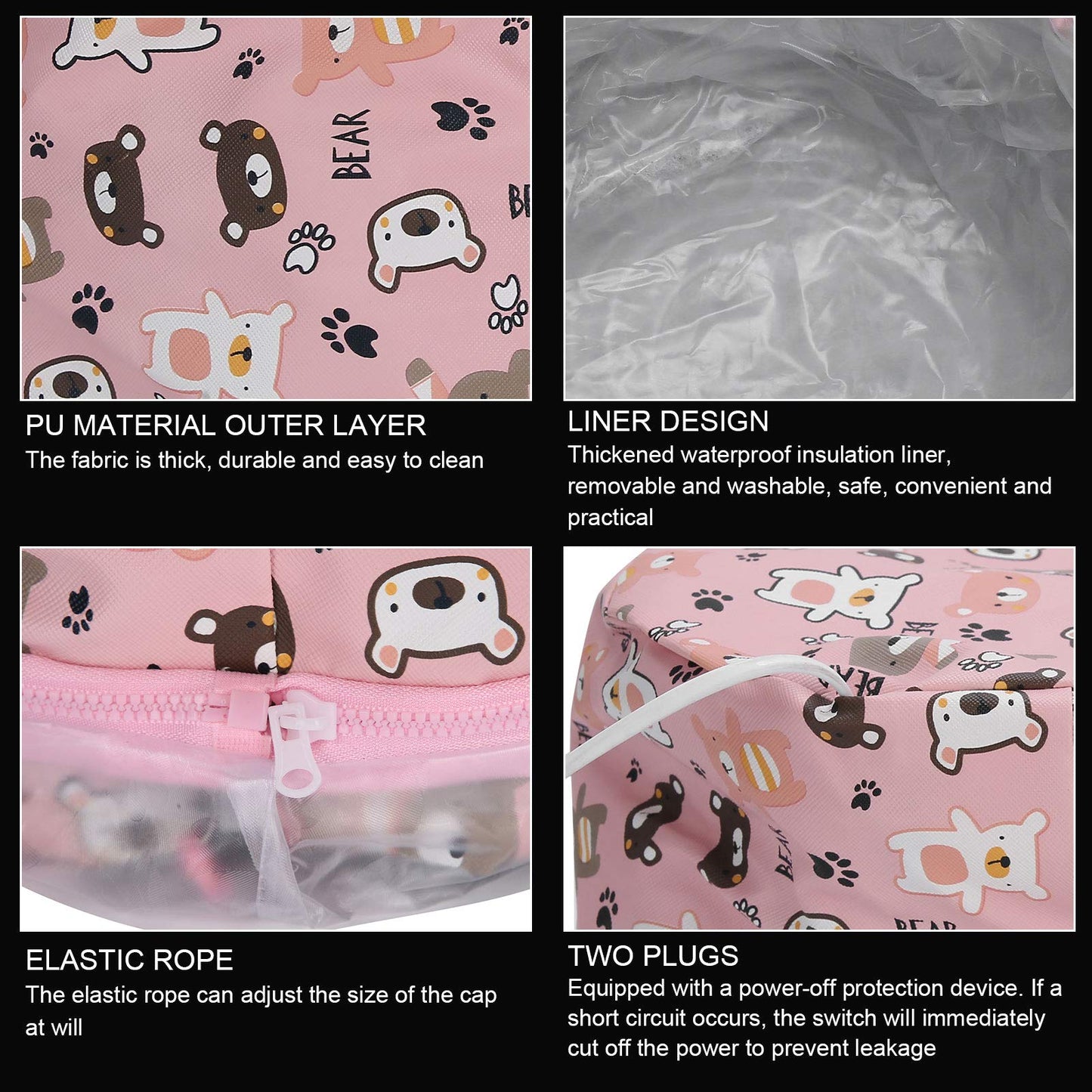 Hair SPA , Electric Hair Heater , Adjustable Oil Treatment Steamer Hat Detachable Hair Care Tool(US)