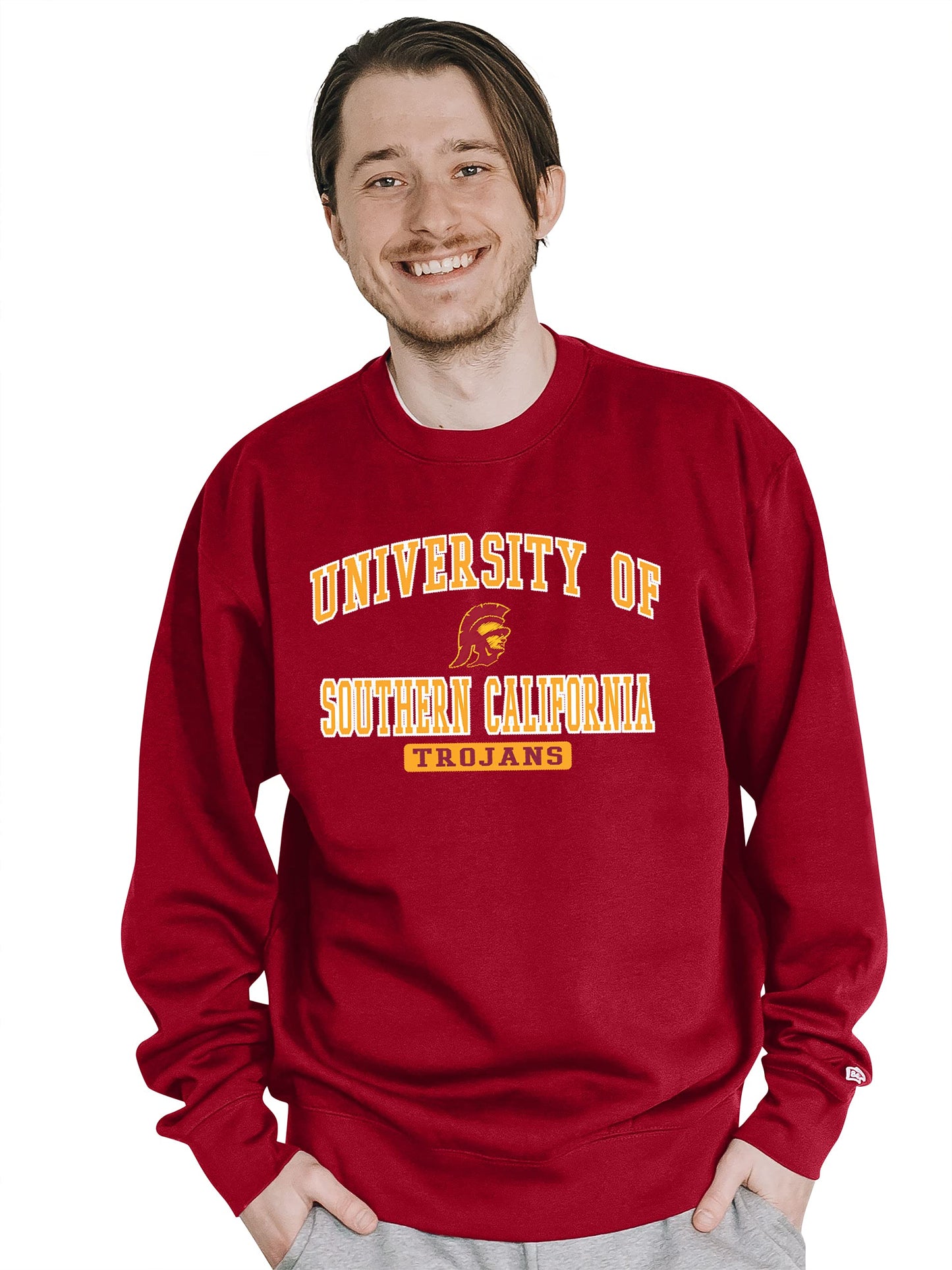 Blue 84 Men's USC Trojans Crewneck Sweatshirt Twill Applique Team Color, Team Color, XX-Large