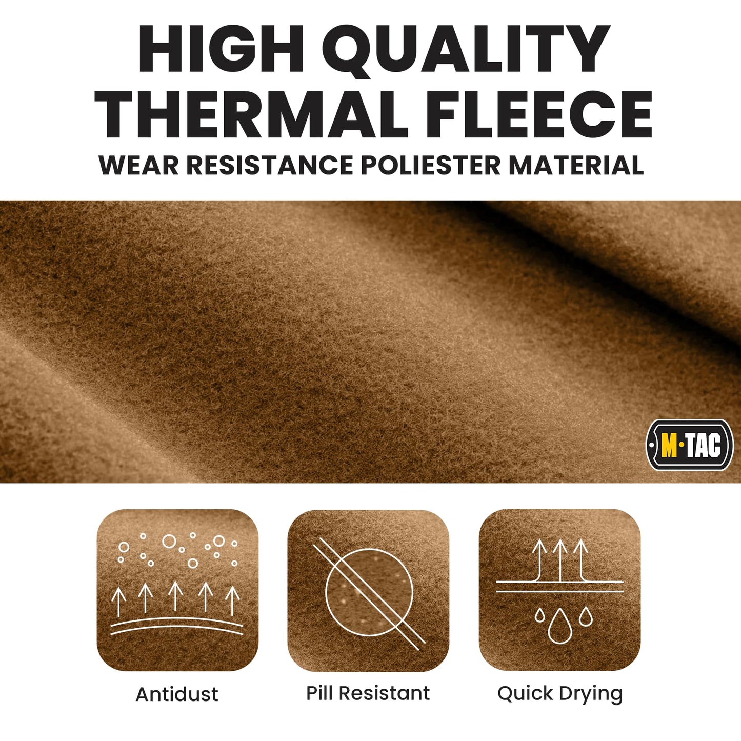 M-Tac Elite Winter Fleece Balaclava - Coldweather Mask Thermal for Winter - Men Tactical Military Style (Coyote Brown)