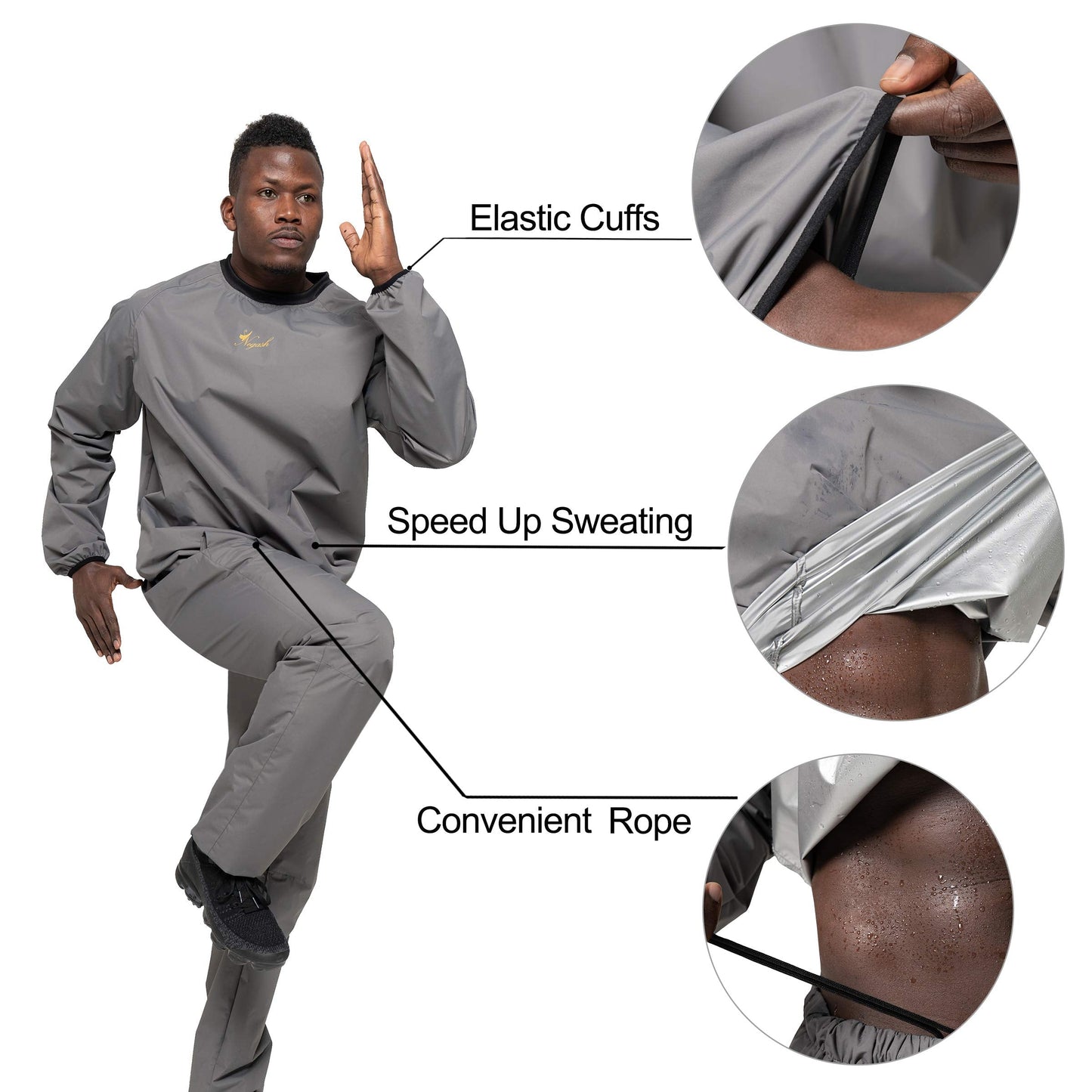 Negash Sauna Suit for Men Anti Torn Sweat Sauna Suit Lightweight Waterproof Men Sauna Suit for Boxing Exercise Fitness