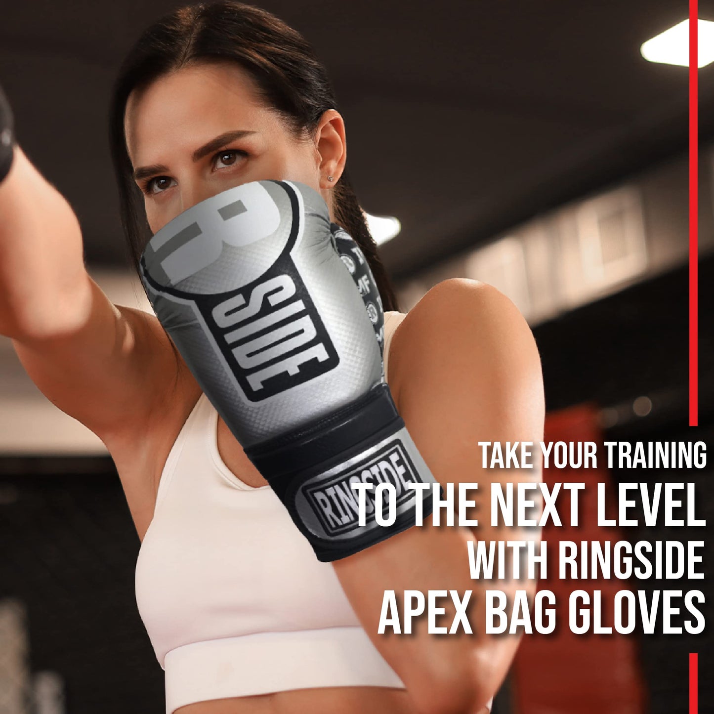 Ringside Unisex Adult FTG1 SV/BK L/XL Apex Bag Gloves, Silver/Black, Large-X-Large US