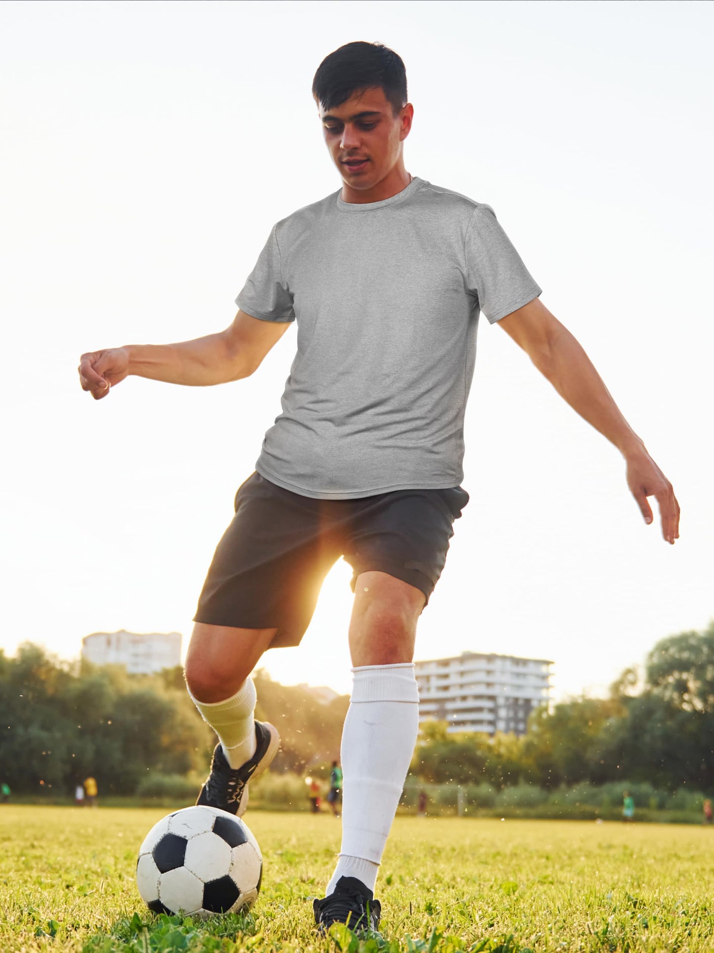 URATOT Men's Workout Shirts Short Sleeve Dry Fit Crew Neck Athletic T-Shirts Running Gym Active Lightweight Tee Top