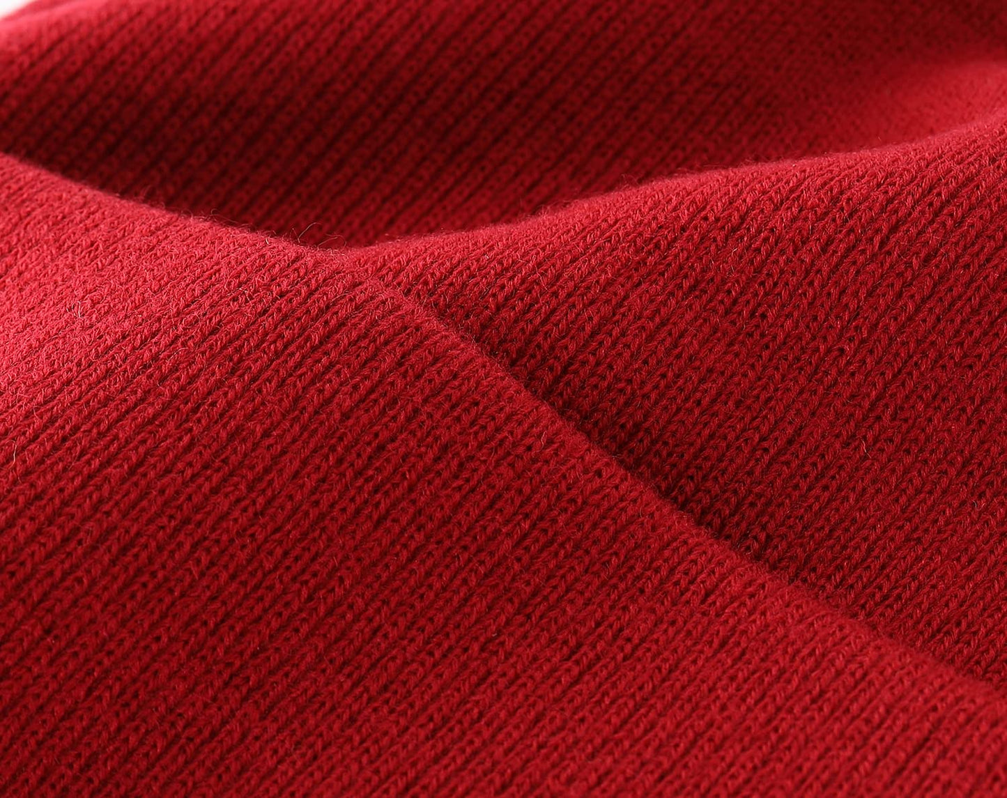 Home Prefer Men's Winter Hats Acrylic Knit Cuff Beanie Cap Unisex Warm Beanie Hat Dark Red