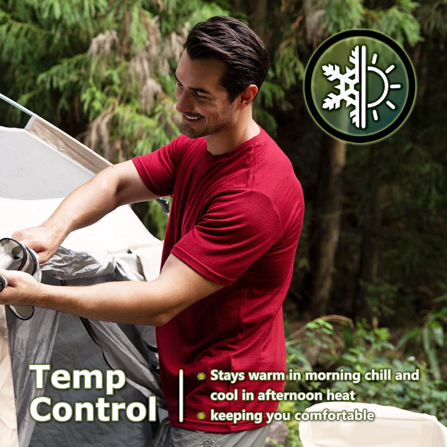 Merino Protect 100% Merino Wool T Shirts for Men Odor Resistance Base Layer Lightweight Hiking T-Shirt