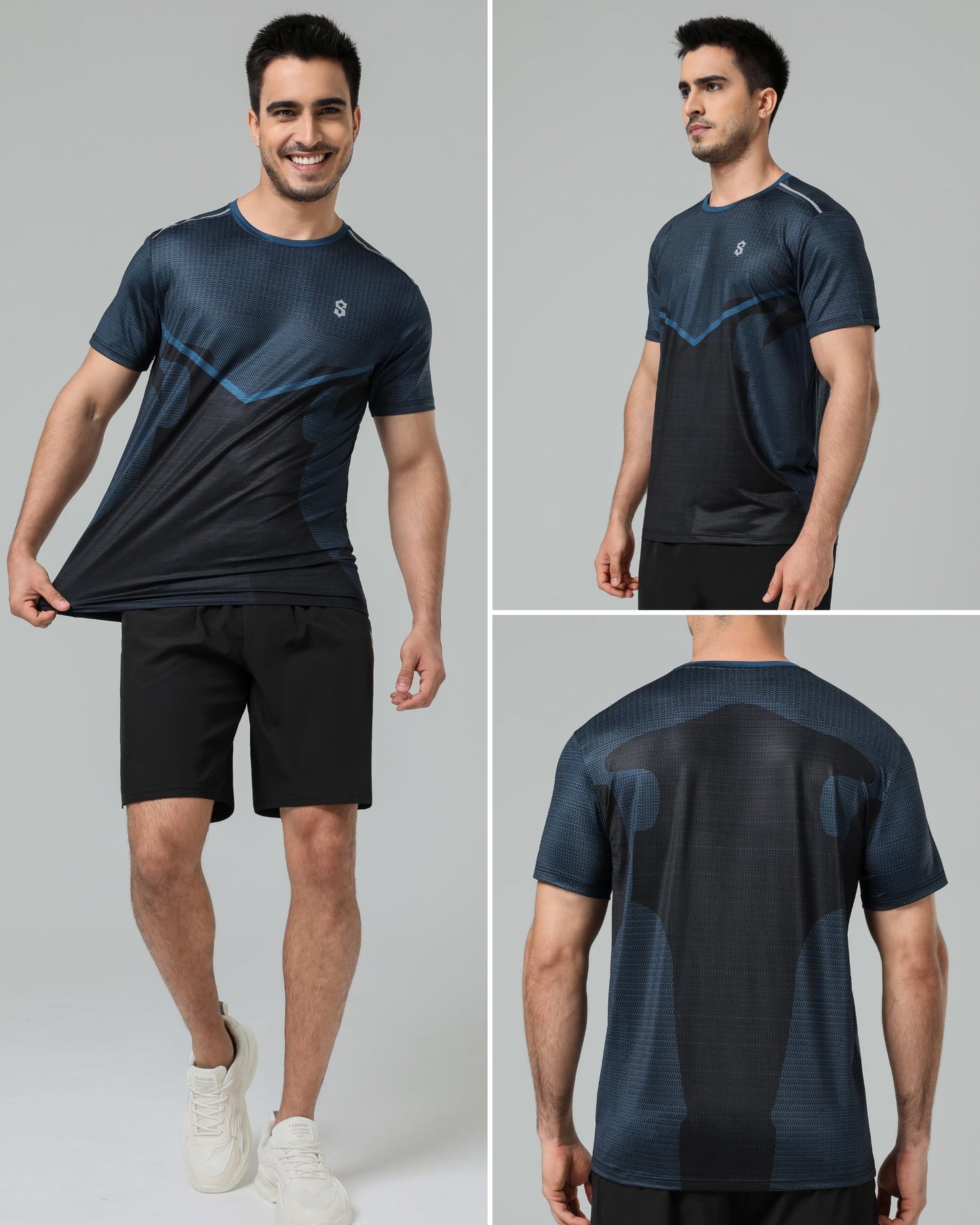 SUNTASY Men's Athletic Shirts with Design Performance Dry Fit Running Sports Gym Mens Workout Shirts