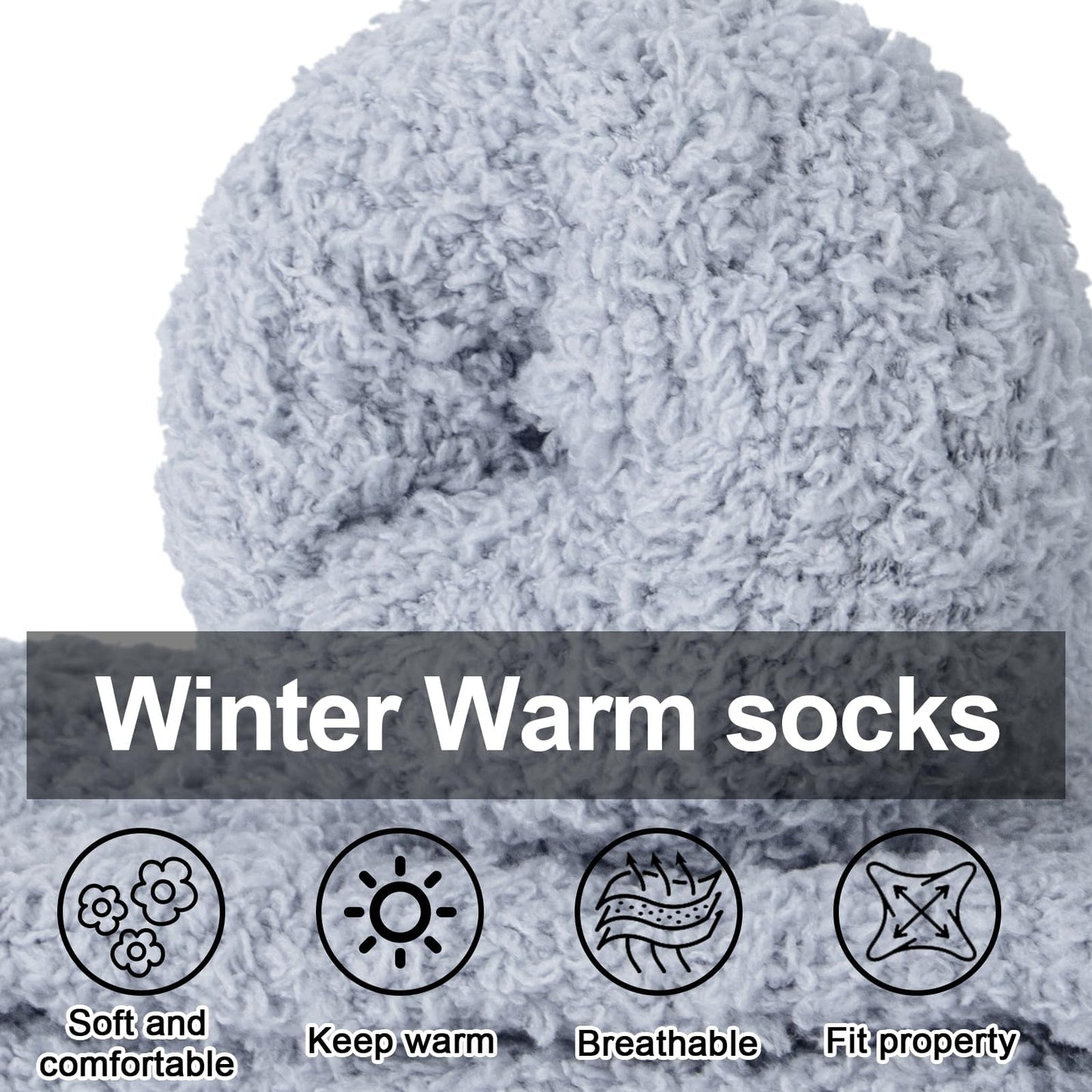 YSense Mens Fuzzy Socks Cozy Slipper Fluffy Socks Winter Warm Thick Soft Cabin Stocking Comfy Sleep Fleece Socks Men