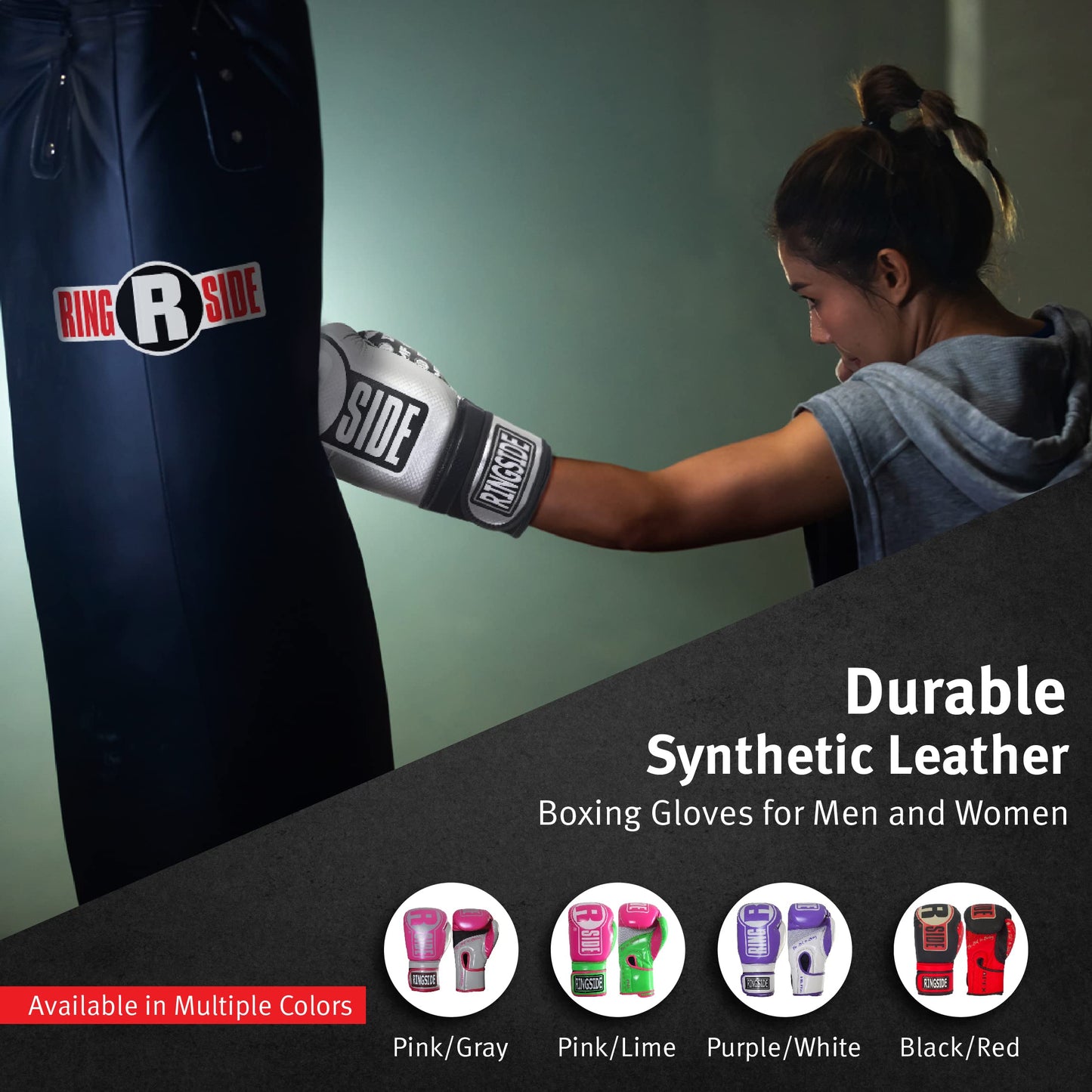 Ringside Unisex Adult FTG1 SV/BK L/XL Apex Bag Gloves, Silver/Black, Large-X-Large US