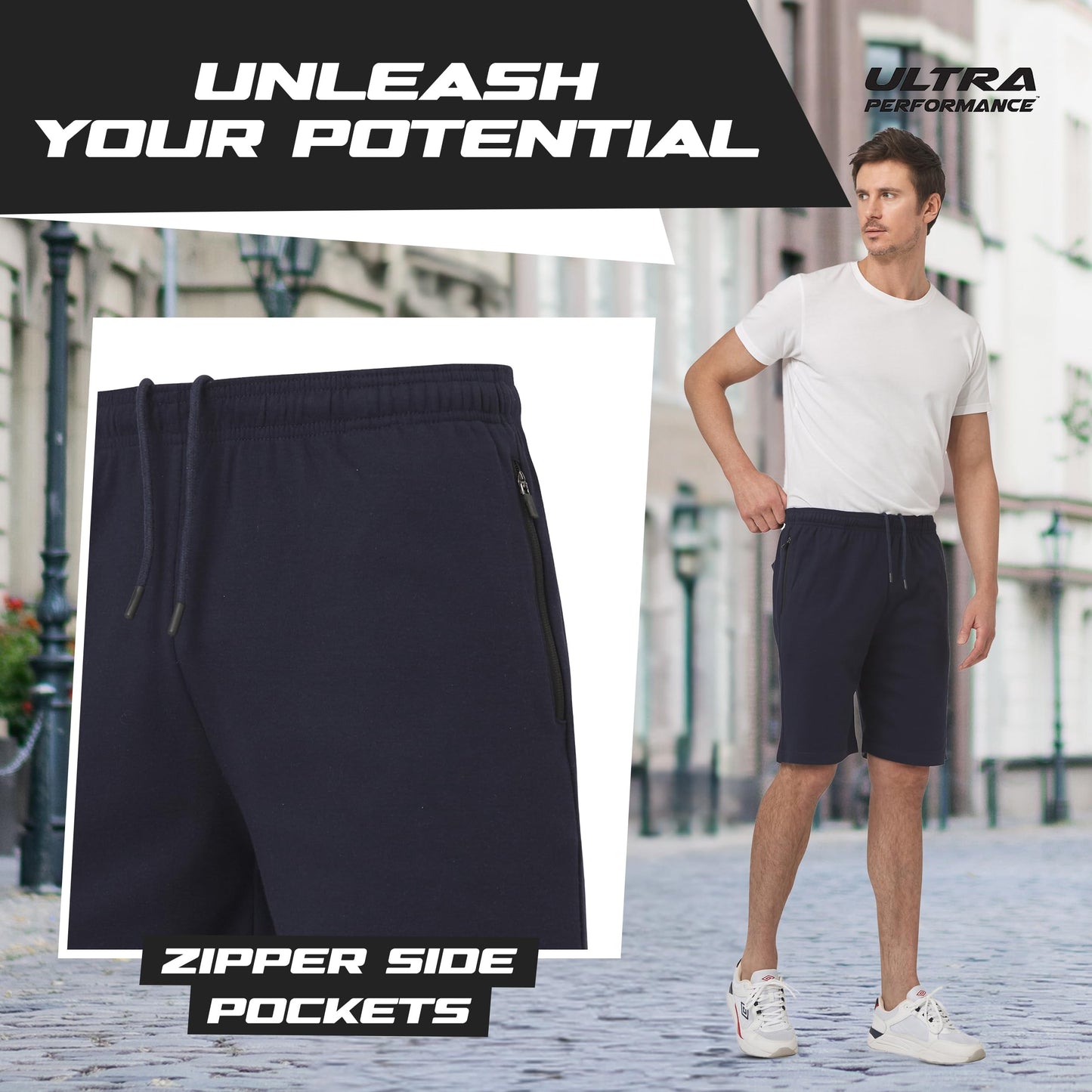 Ultra Performance 3 Pack Mens Shorts Casual Men's Athletic Short Workout Gym Shorts for Men with Zipper Pockets, Small - 5X
