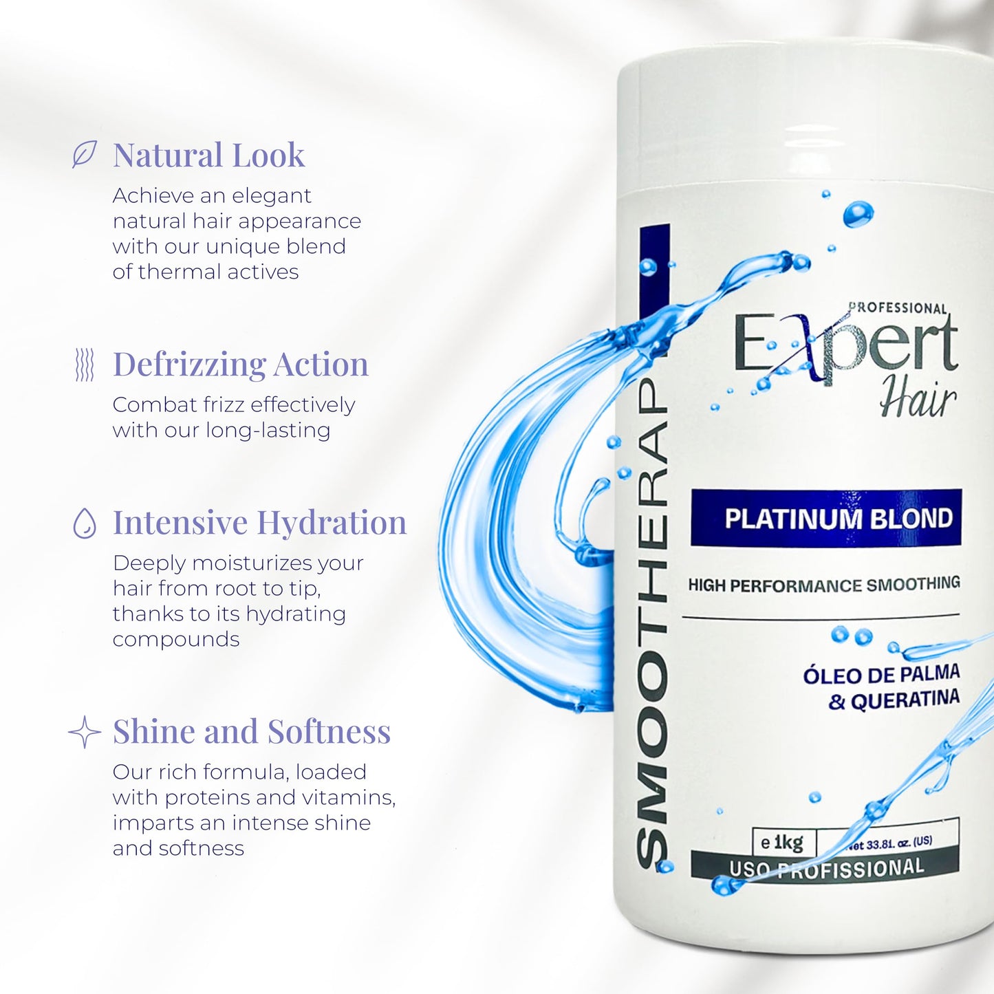 Platinum Blond, Hair Treatment- Straightening, Anti-Frizz, Capilar Para El Cabello- Neutralize yellow tones -Queratina para Alisar el Cabello, Cirugia Capilar para el Cabello (1kg/35.3 oz)