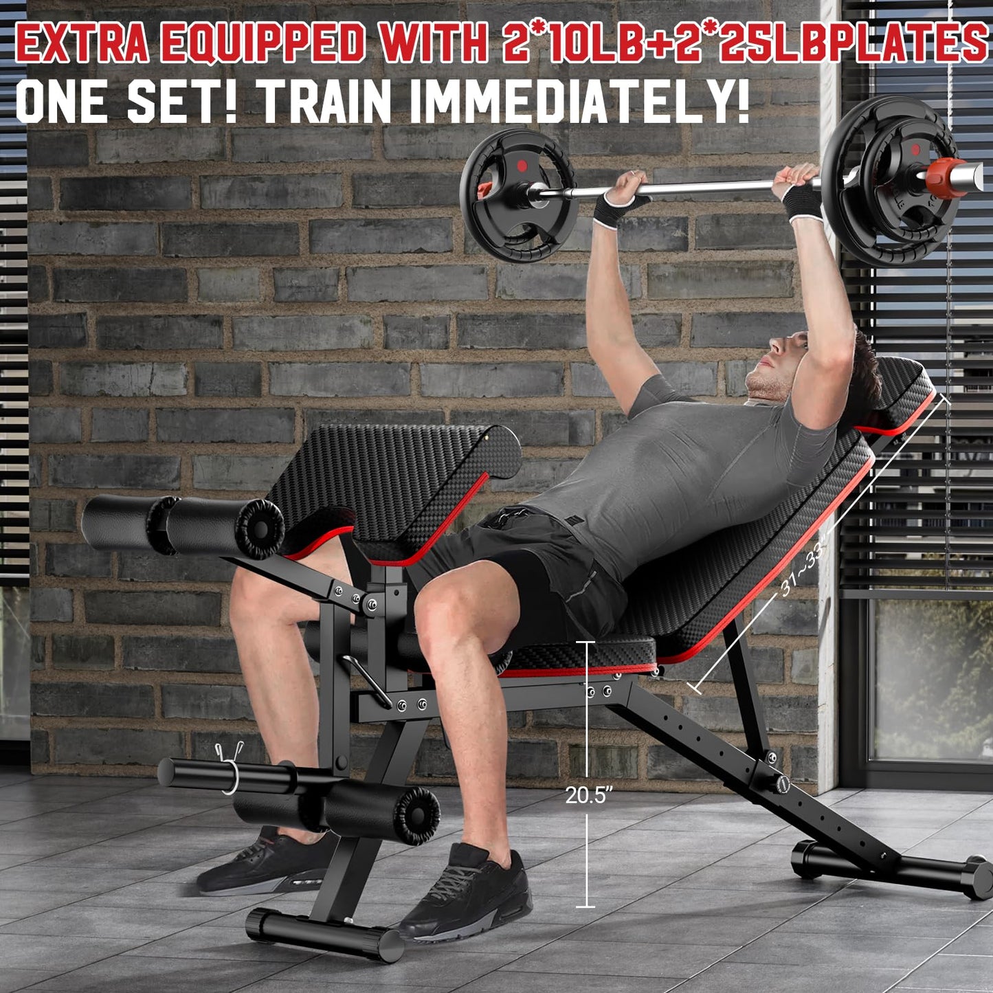 XDDIAS Weight Bench, 900LBS Workout Bench With Leg Extension For Home Gym Equipment, Adjustable Strength Training Bench with Preacher Curl Pad And Extended Headrest, Decline Bench For Full Body Fitness