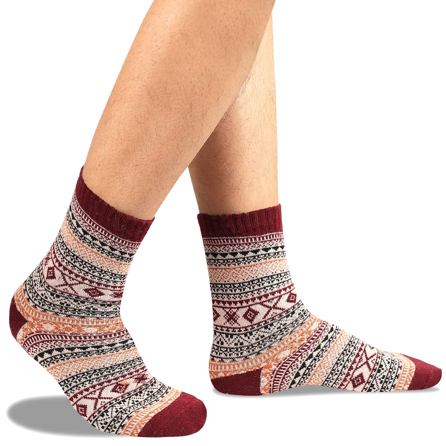 Heatuff Men's Winter Wool Socks Thermal Warm Soft Crew Socks (5 Pairs)