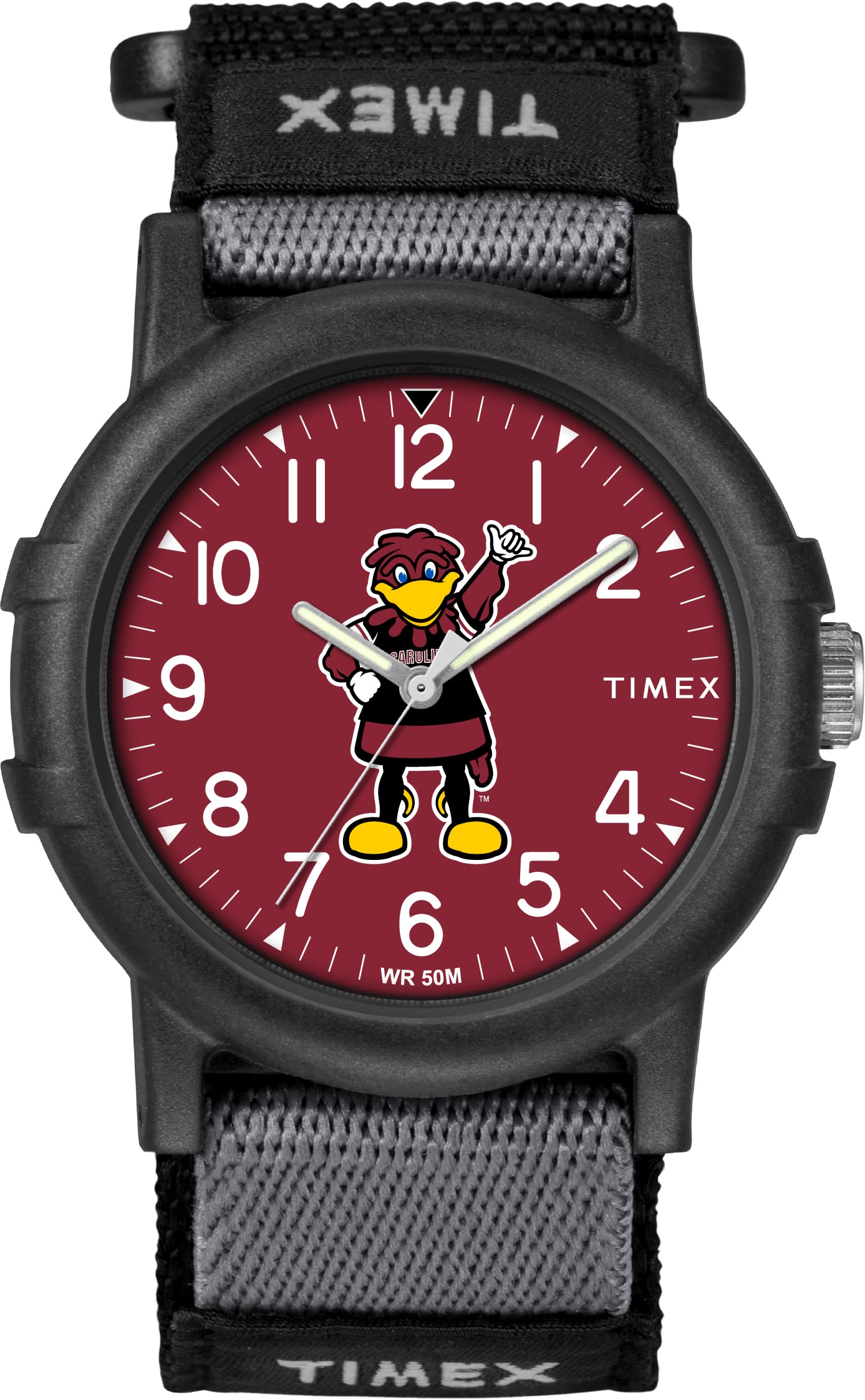 Timex Tribute Unisex Collegiate Recruit 38mm Watch - South Carolina Gamecocks Black Fabric Strap